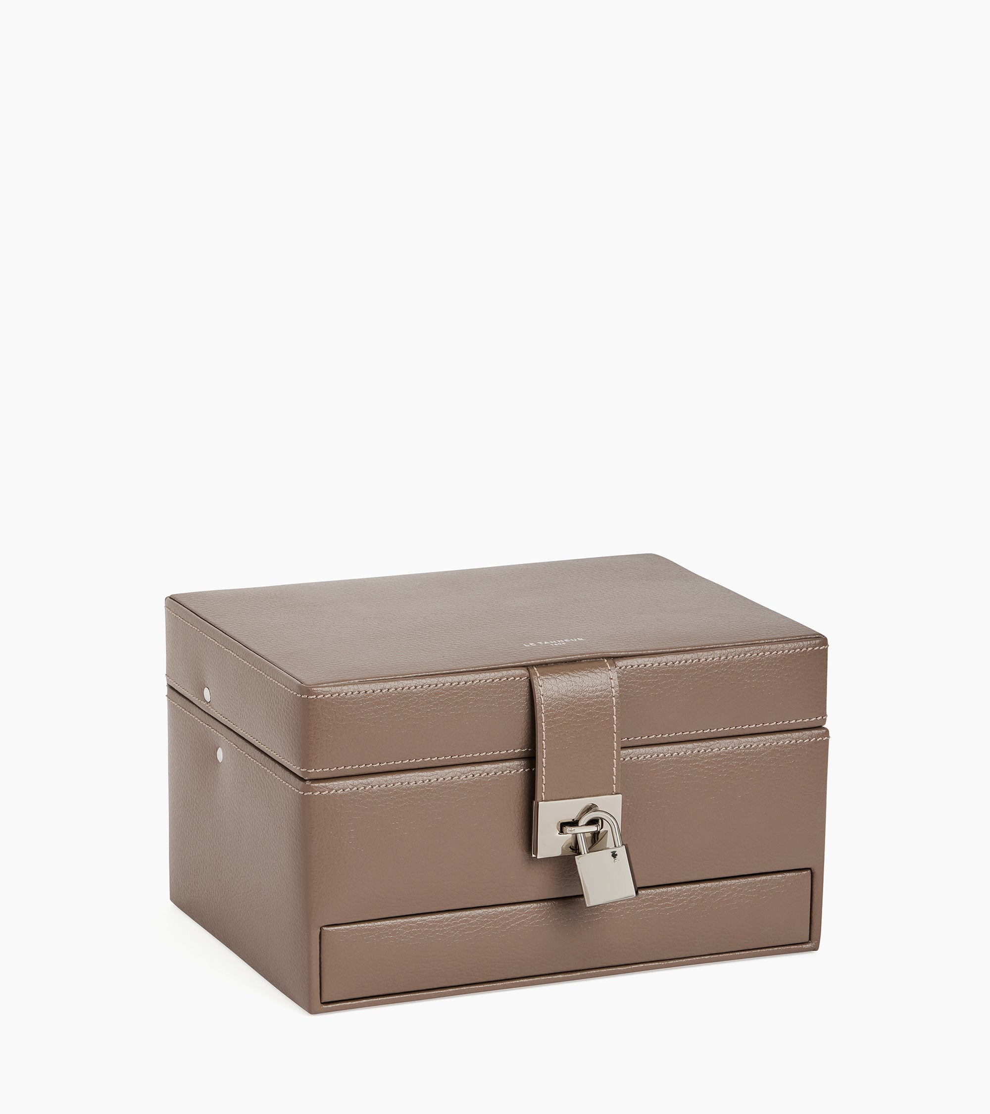 Medium automatic opening leather jewellery box