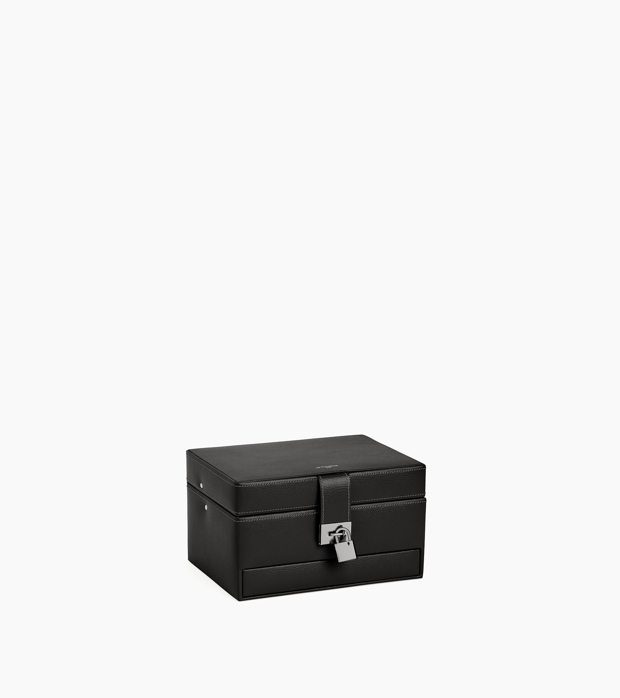 Medium automatic opening leather jewellery box