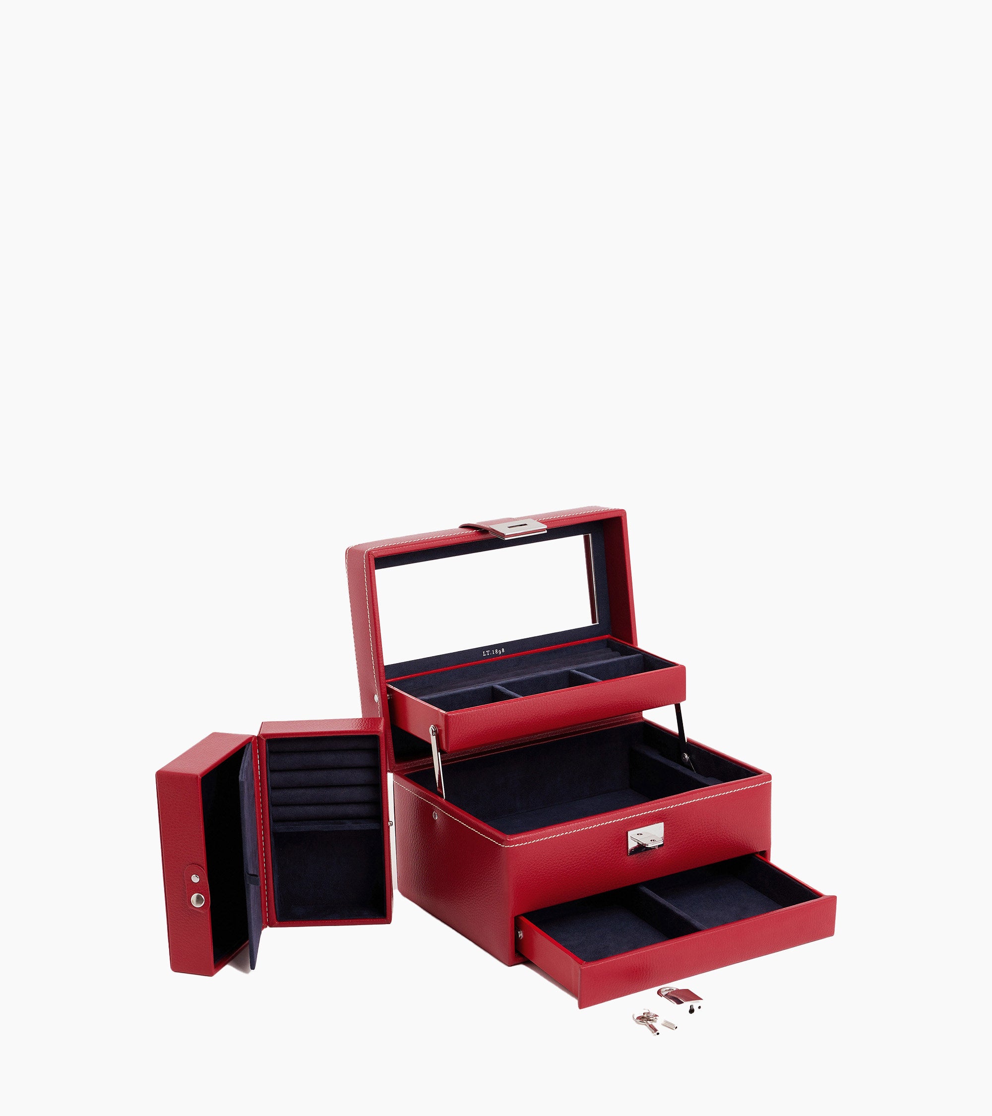 Medium automatic opening leather jewellery box