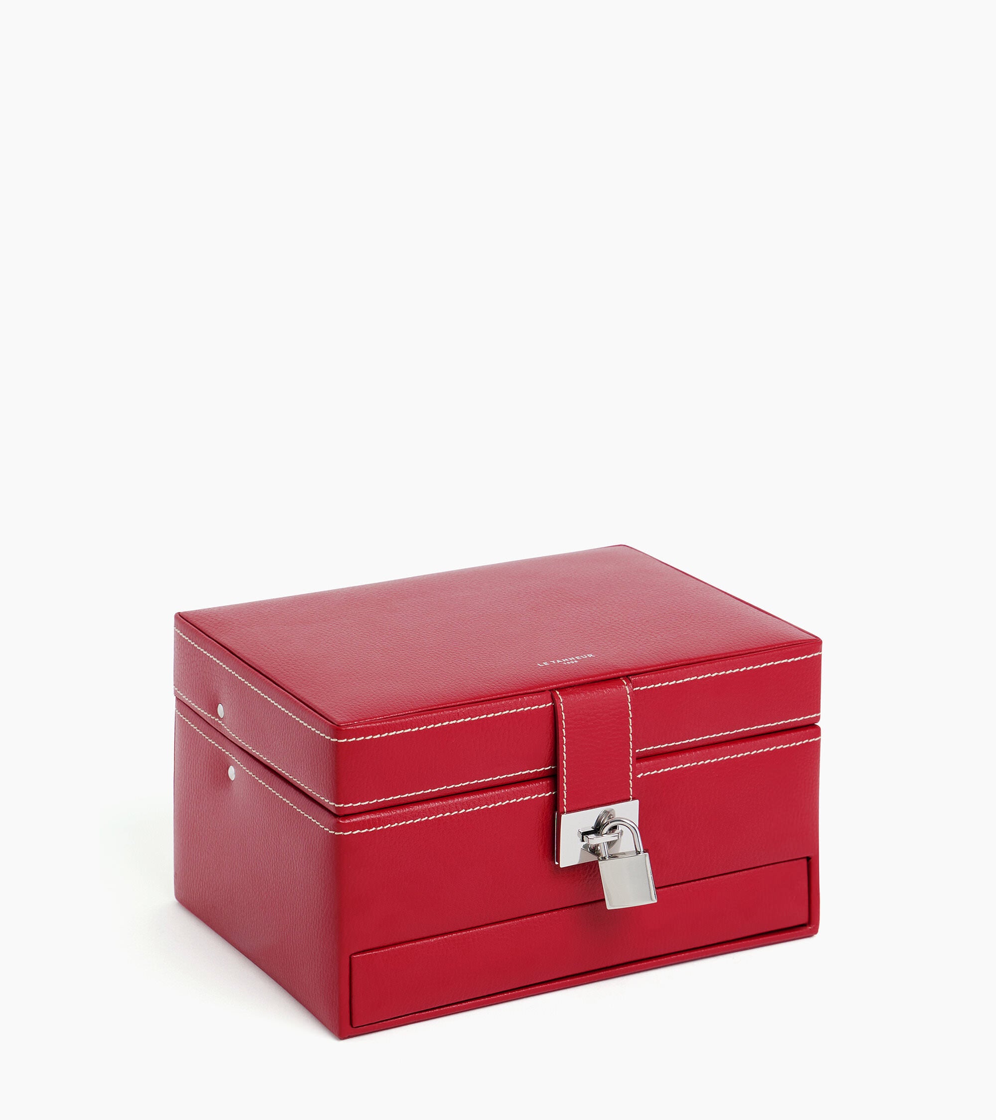 Medium automatic opening leather jewellery box