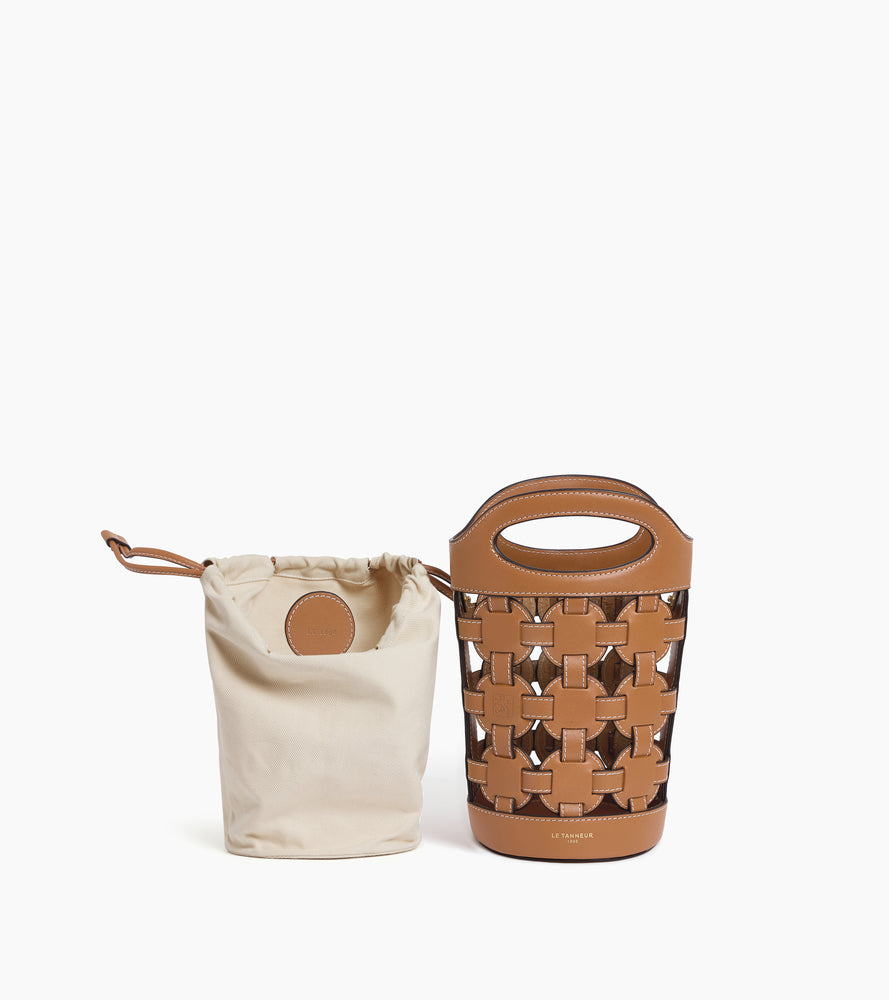 Maison Abelé bottle handle bag in canvas cotton and smooth leather