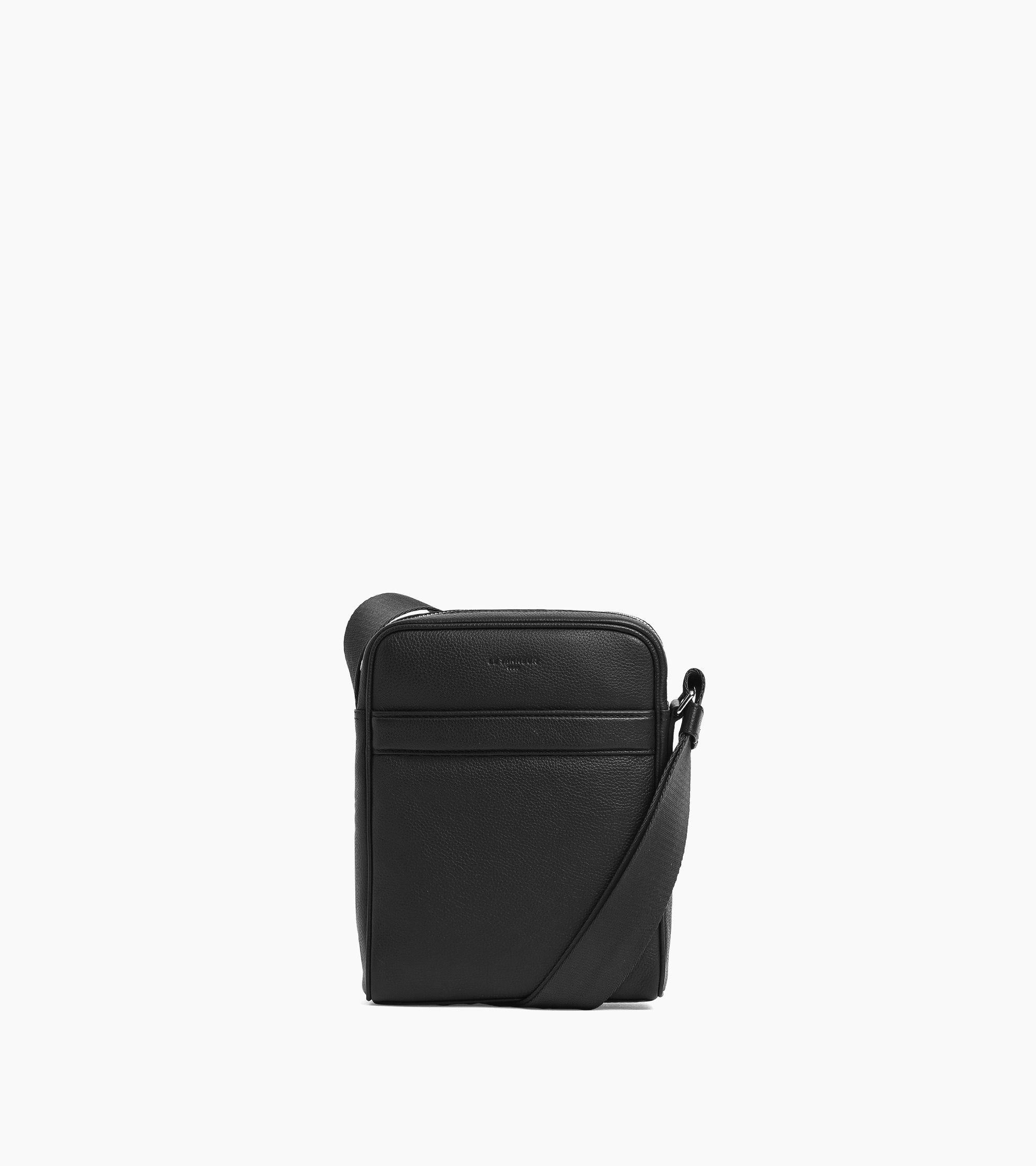 Charles small cross body bag in grained leather black Le Tanneur