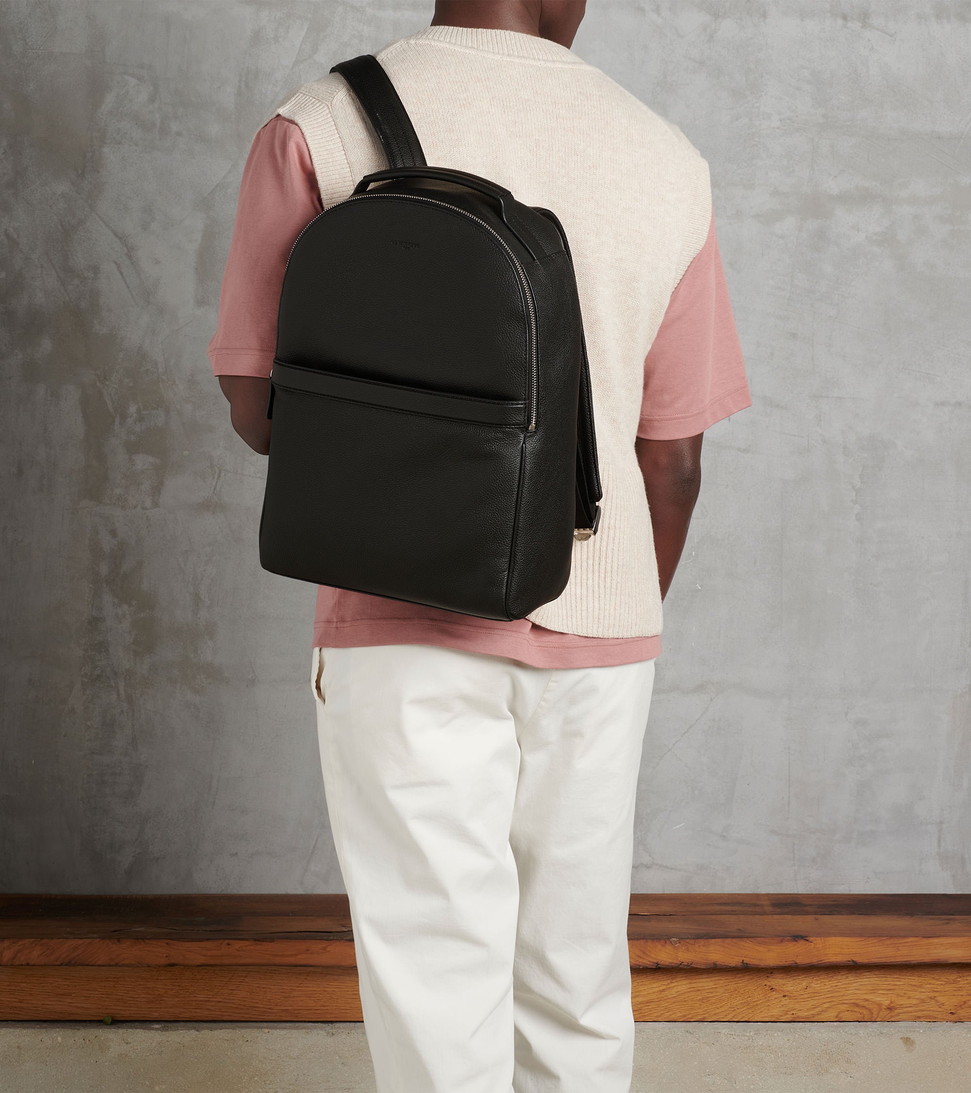 Charles zipped backpack in grained leather