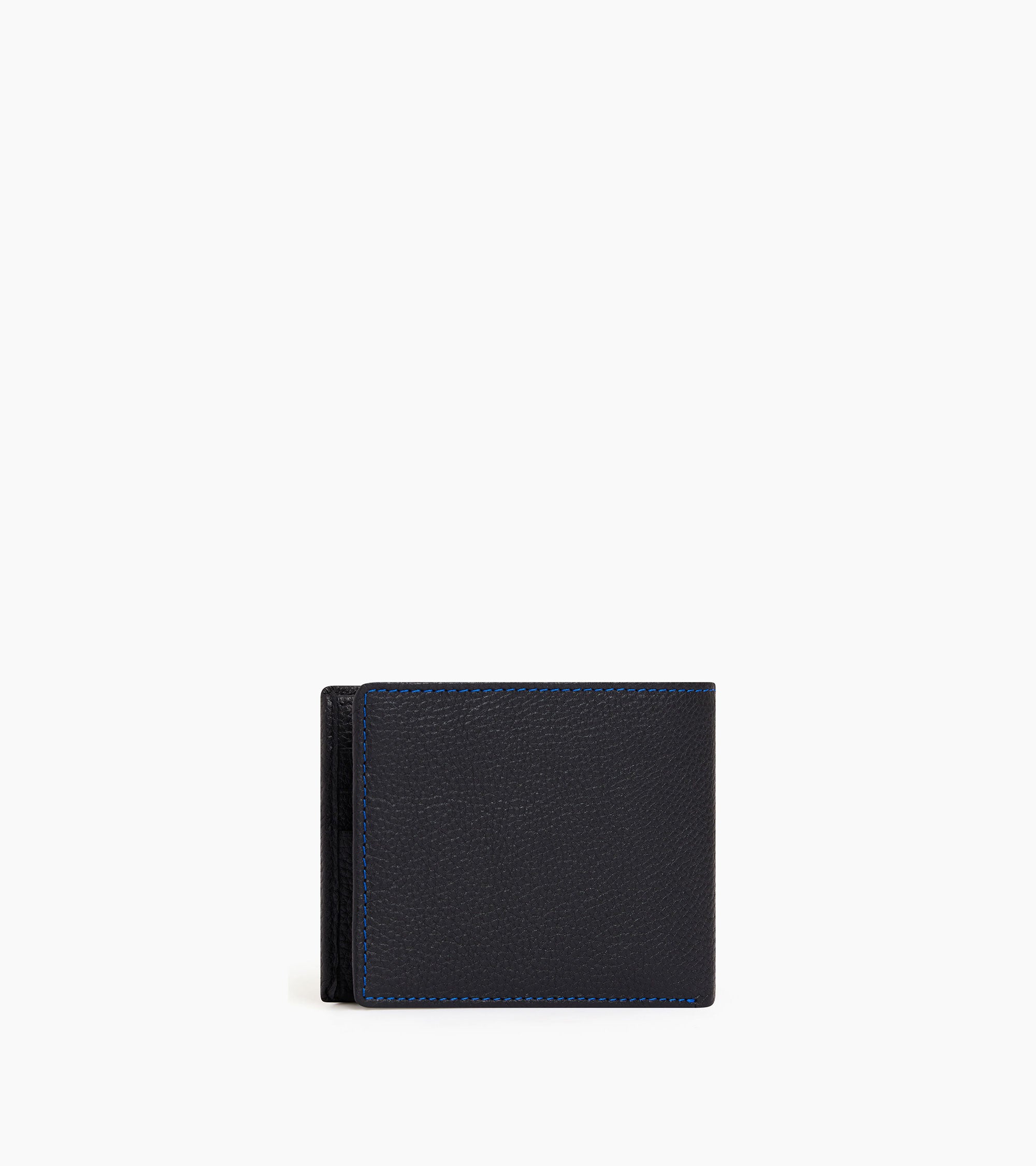 Charles horizontal, zipped wallet with 2 gussets in grained leather