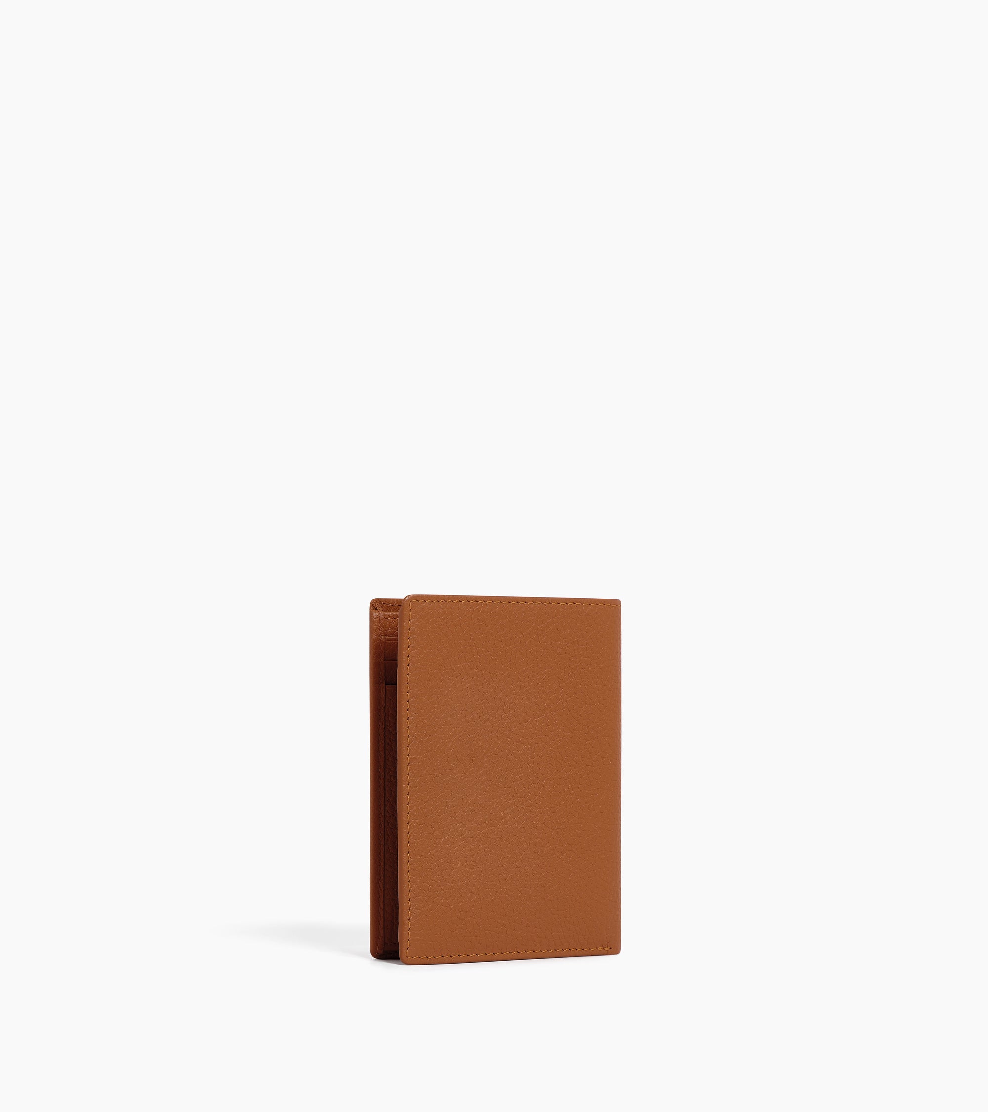 medium-sized, zipped wallet with 2 gussets in grained leather