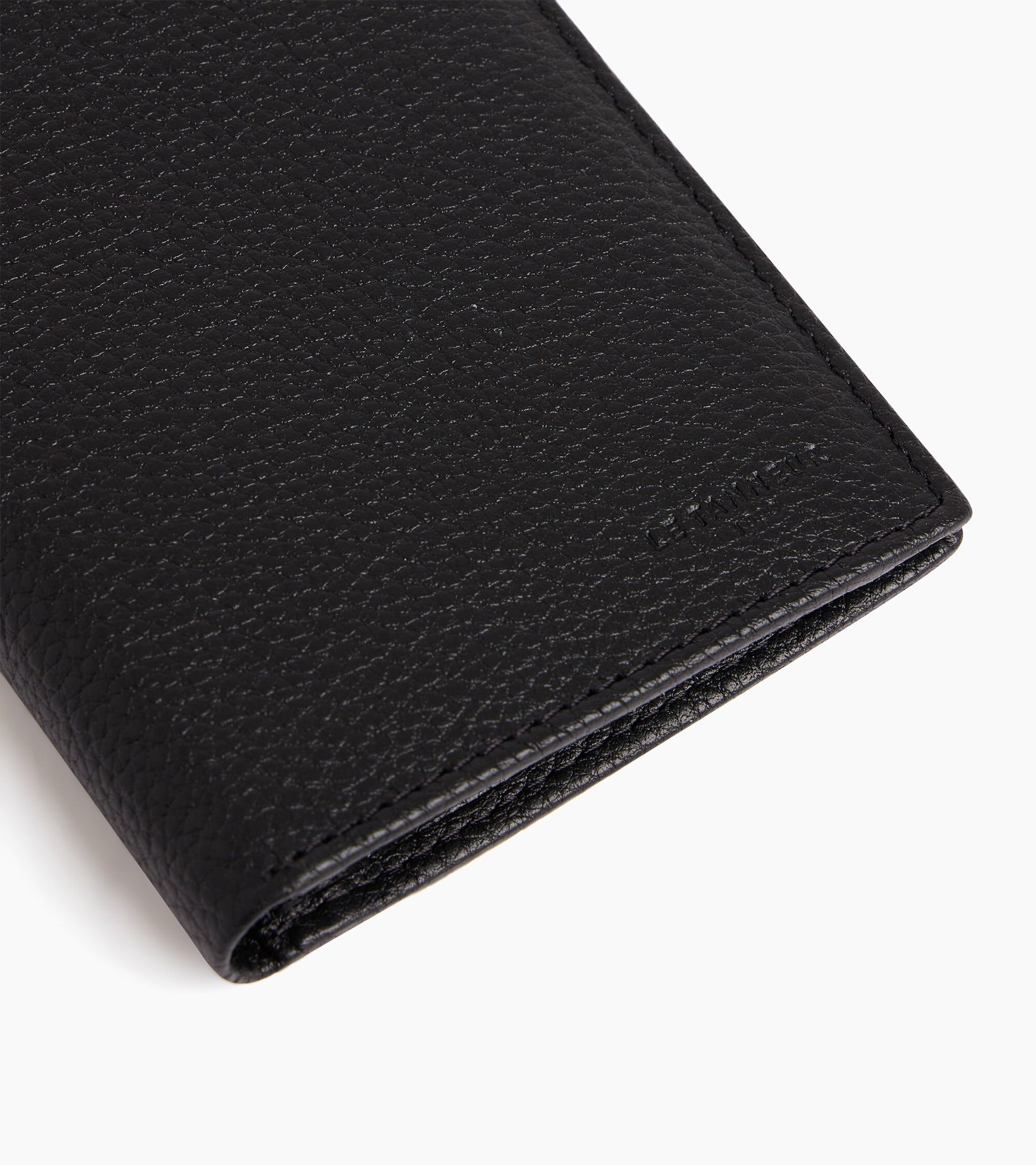 medium-sized, zipped wallet with 2 gussets in grained leather