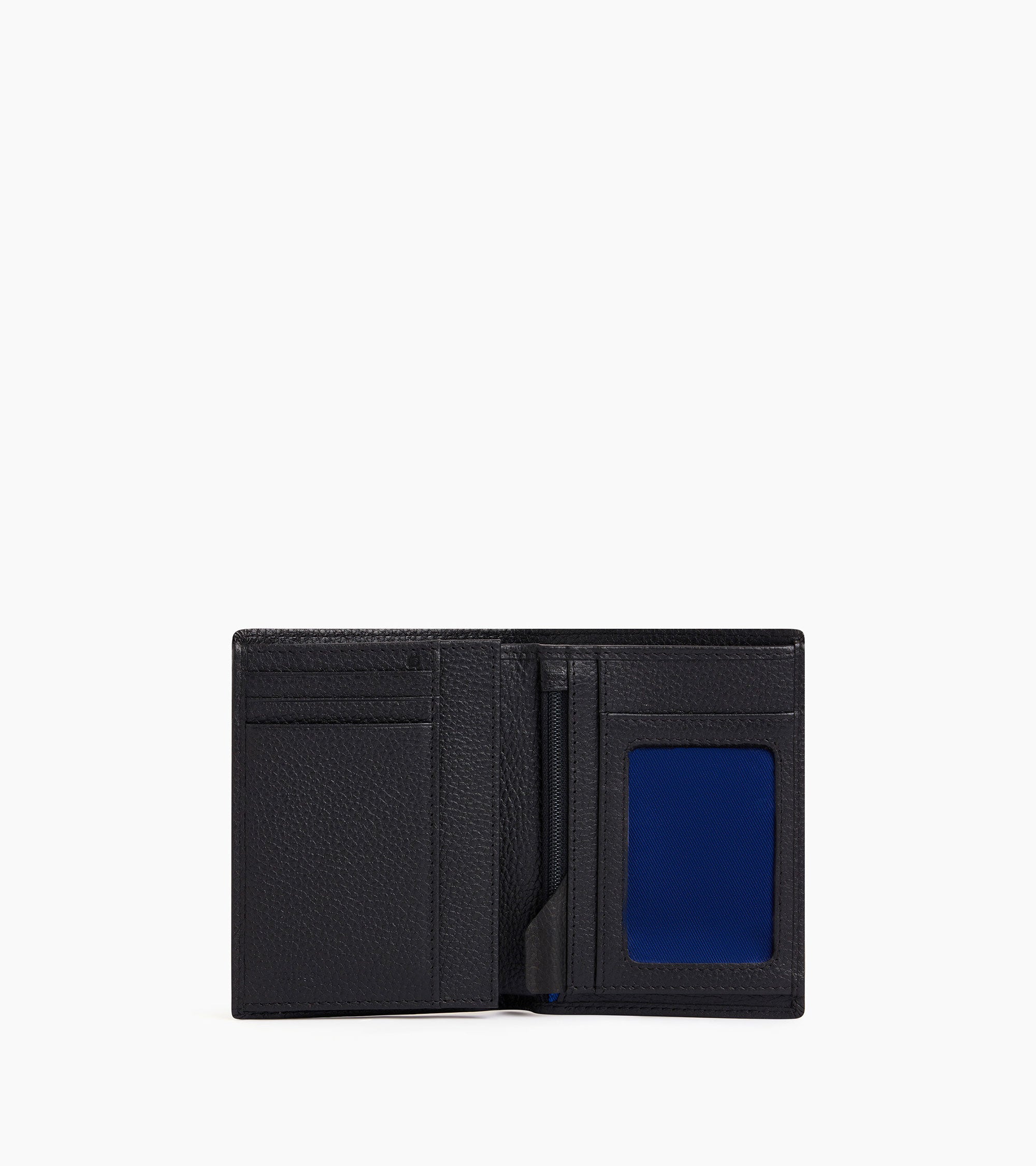 medium-sized, zipped wallet with 2 gussets in grained leather