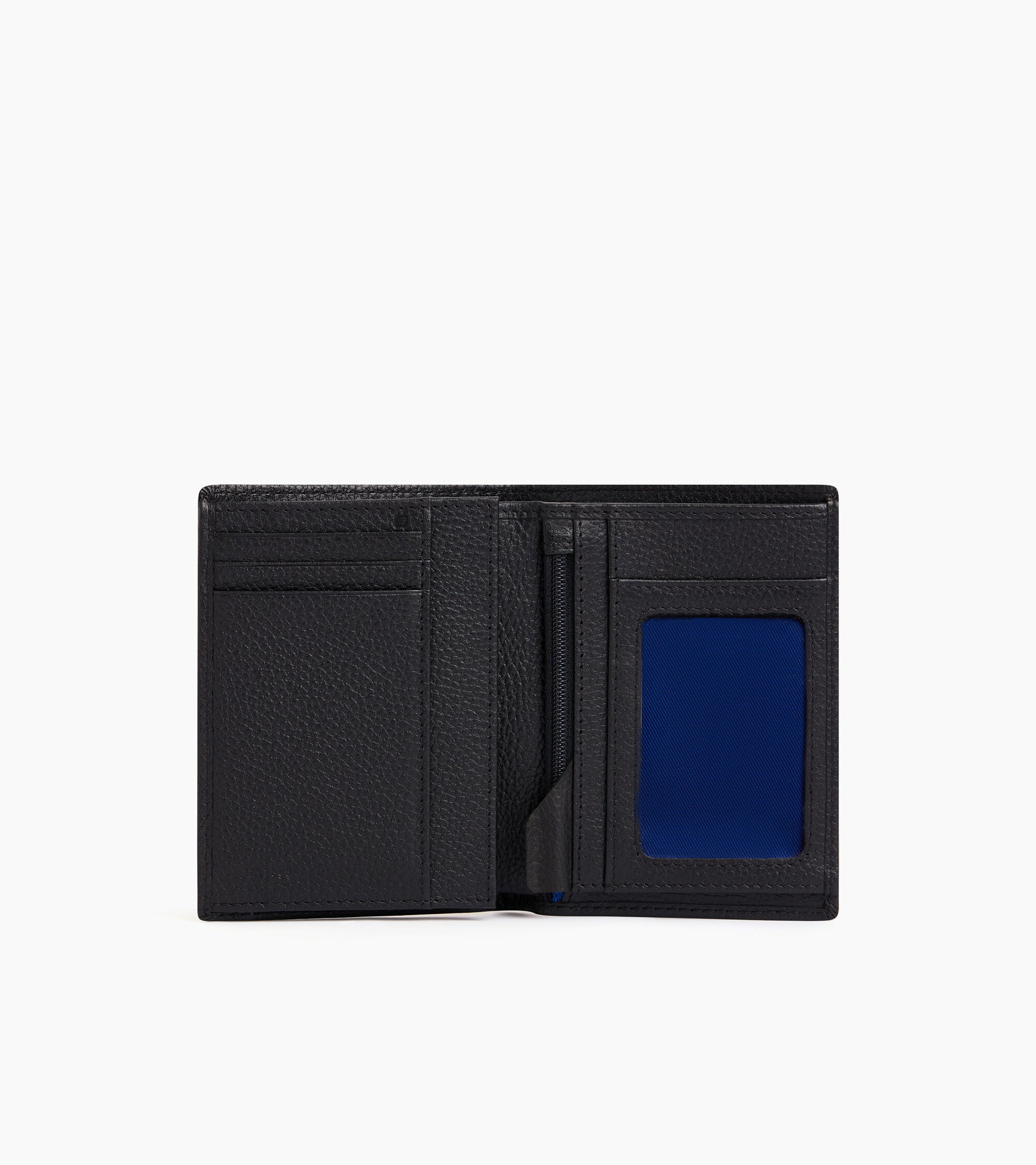 Charles medium-sized, zipped wallet with 2 gussets in grained leather