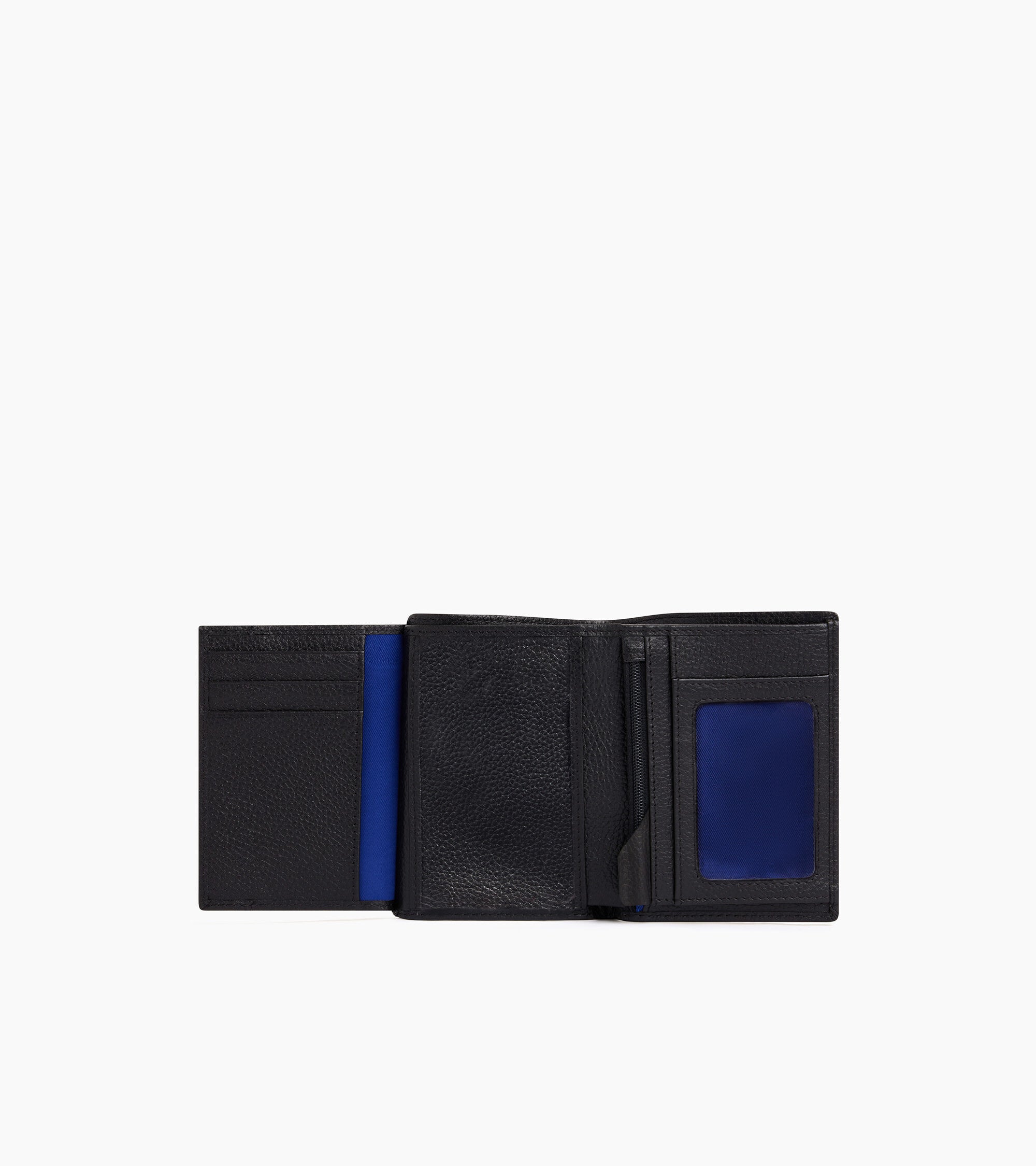 Charles medium-sized, zipped wallet with 2 gussets in grained leather