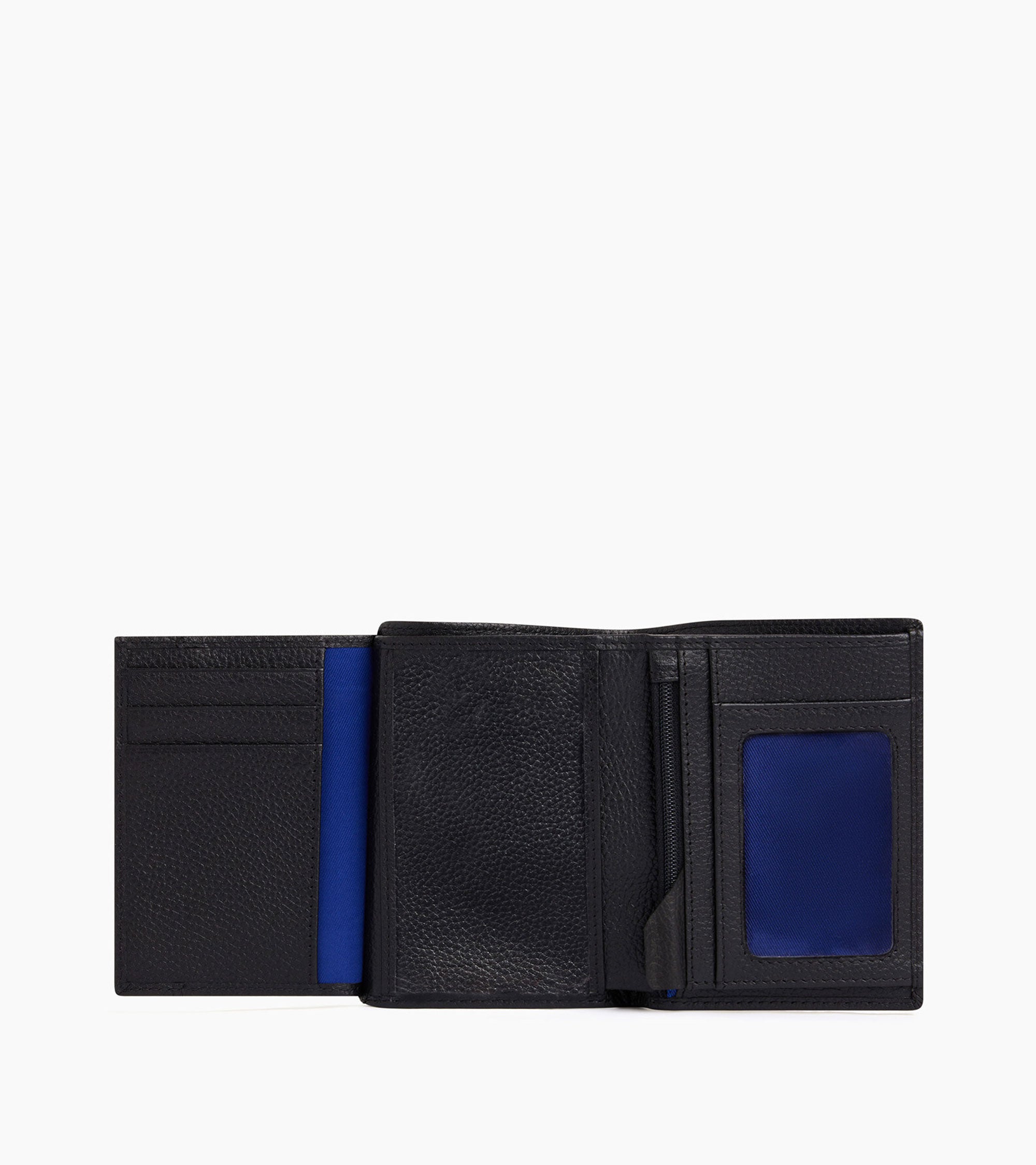 medium-sized, zipped wallet with 2 gussets in grained leather