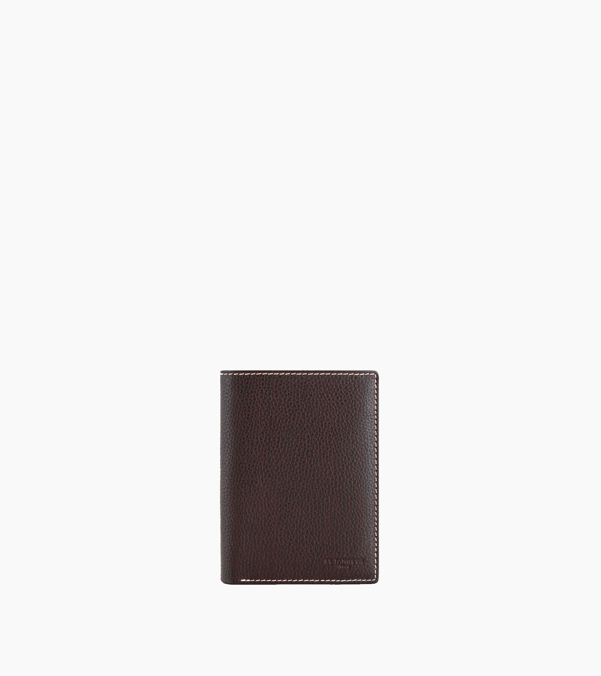 medium-sized, zipped wallet with 2 gussets in grained leather