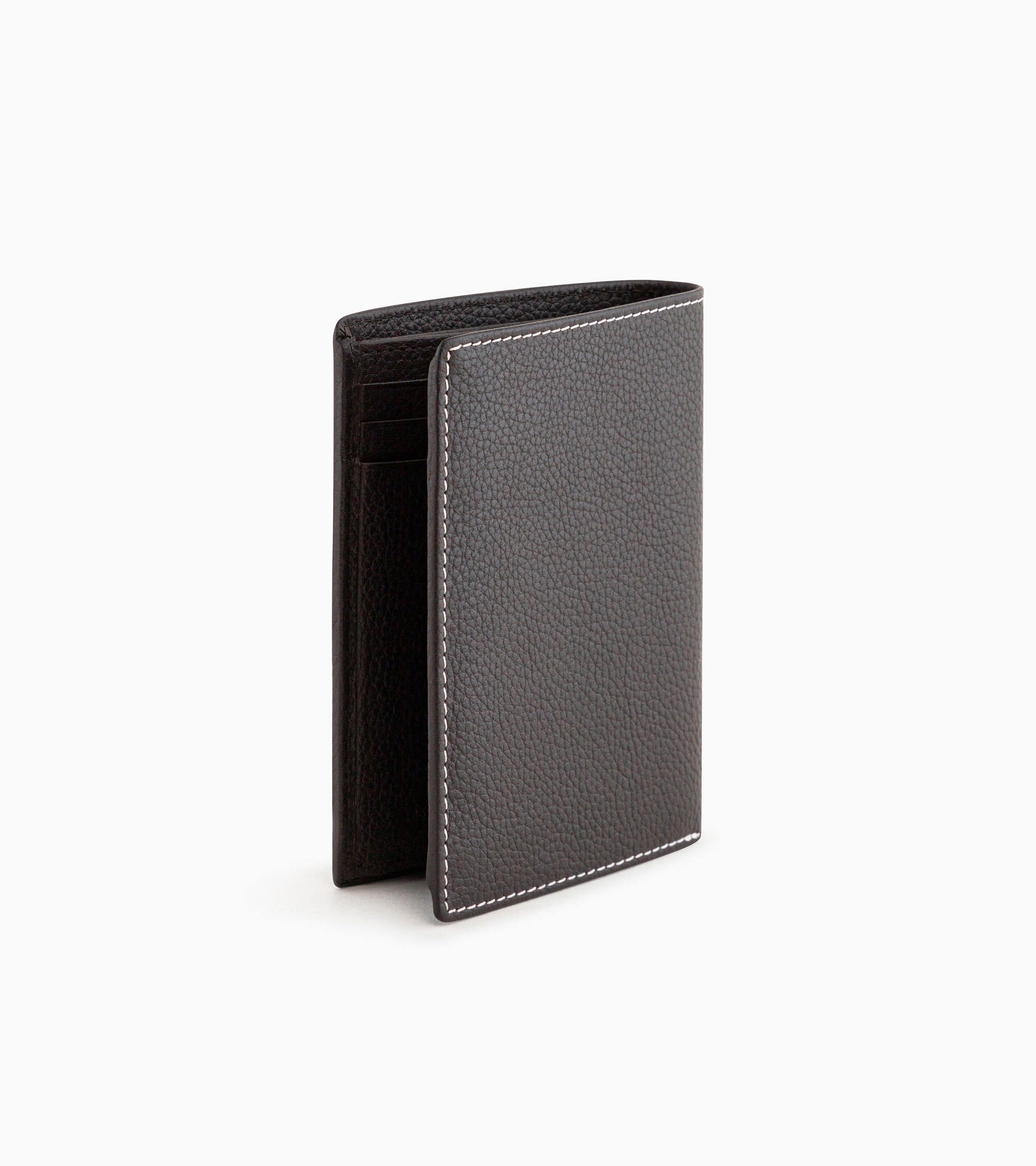 Charles medium-sized, zipped wallet with 2 gussets in grained leather