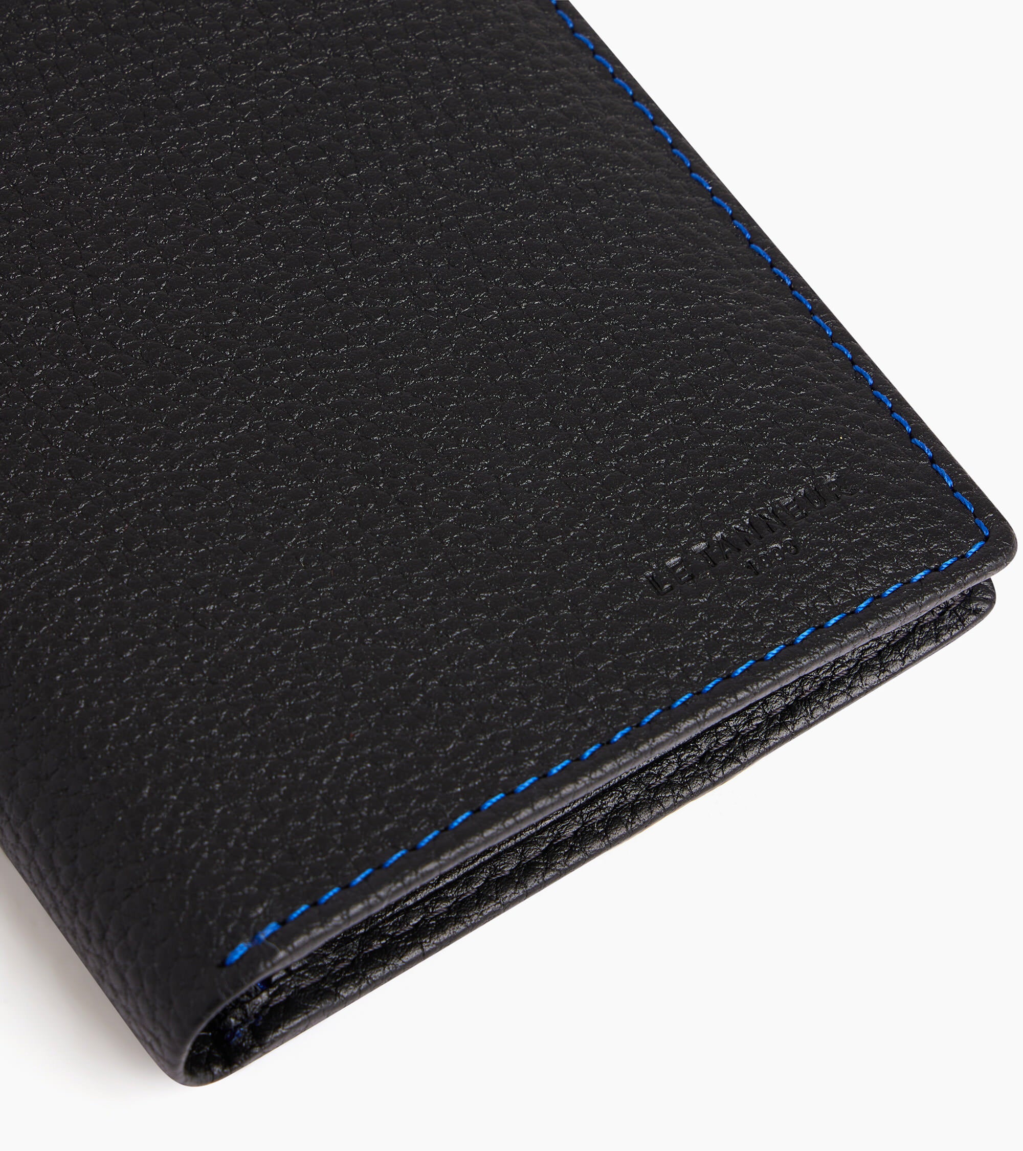 Charles medium-sized, zipped wallet with 2 gussets in grained leather