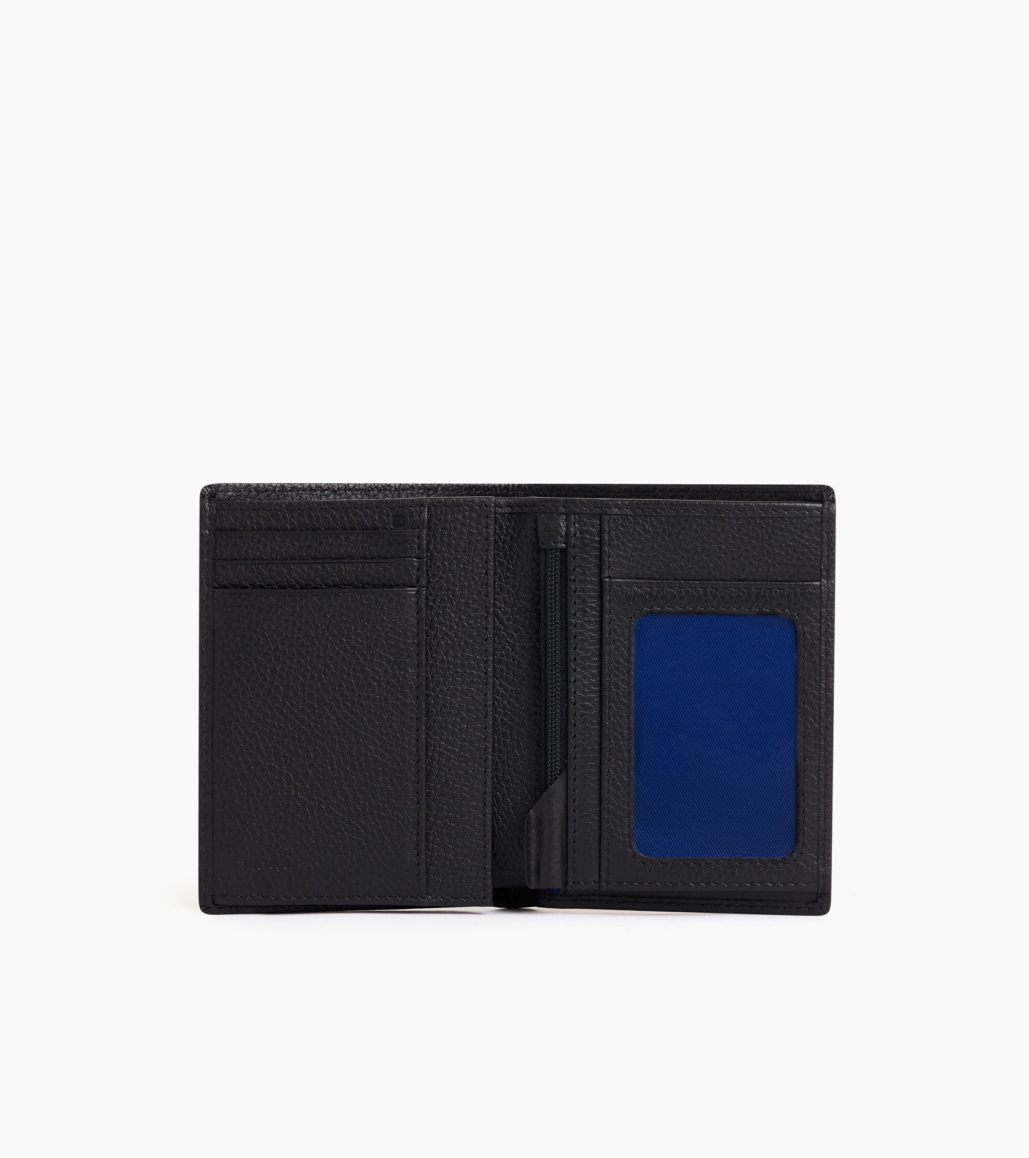 Charles medium-sized, zipped wallet with 2 gussets in grained leather