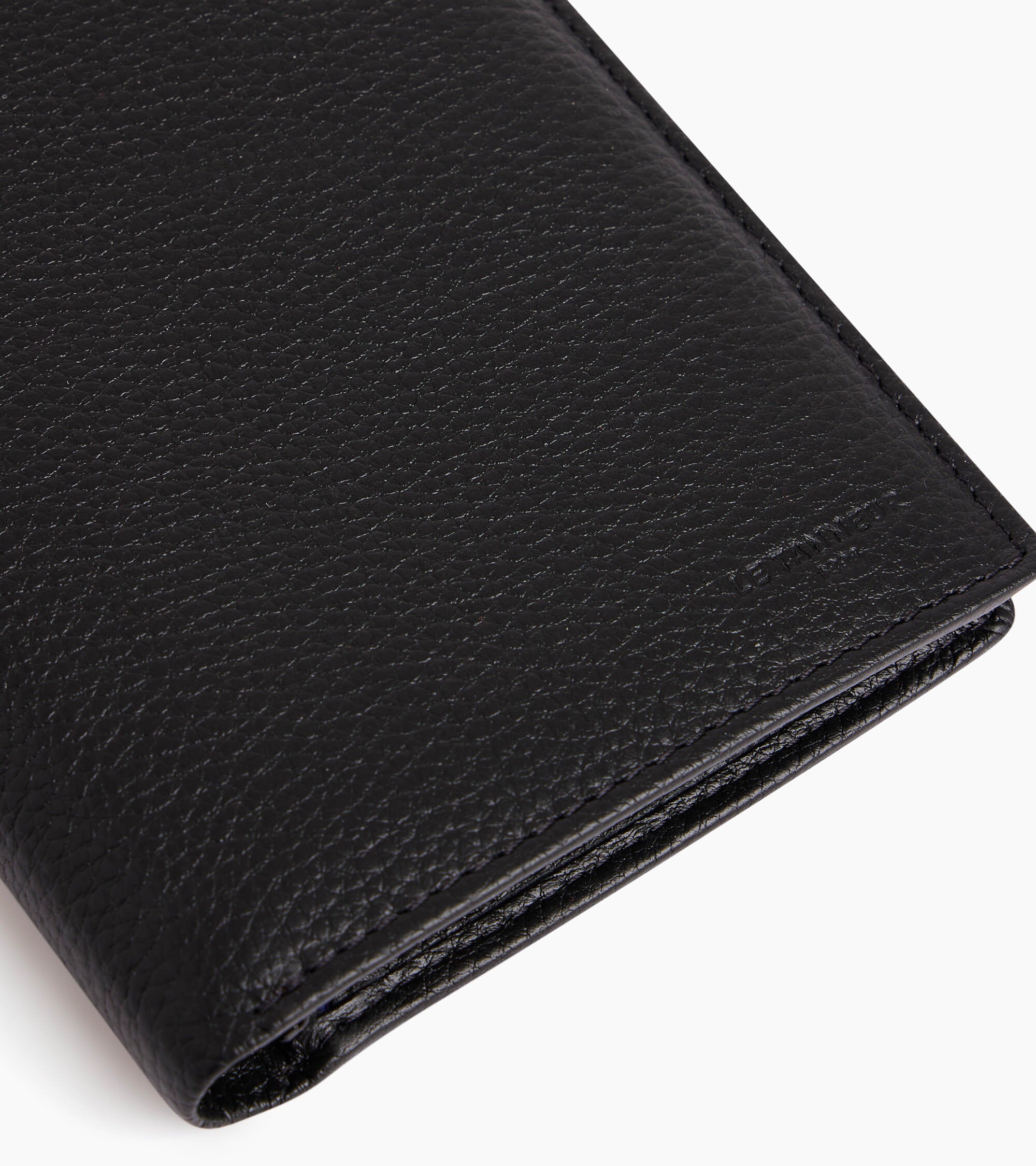 Charles large, vertical, zipped wallet with 2 gussets in grained leather