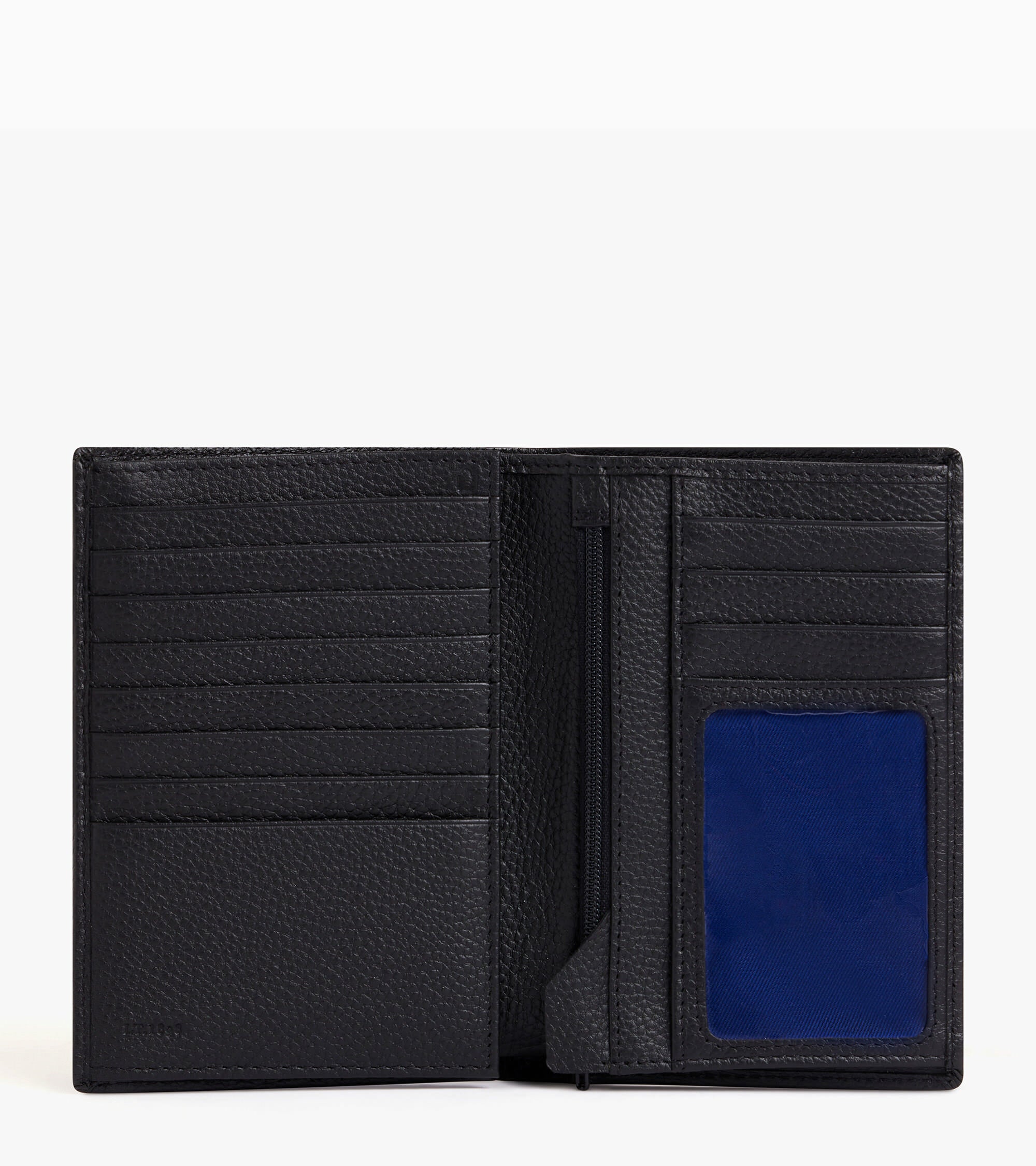 Charles large, vertical, zipped wallet with 2 gussets in grained leather