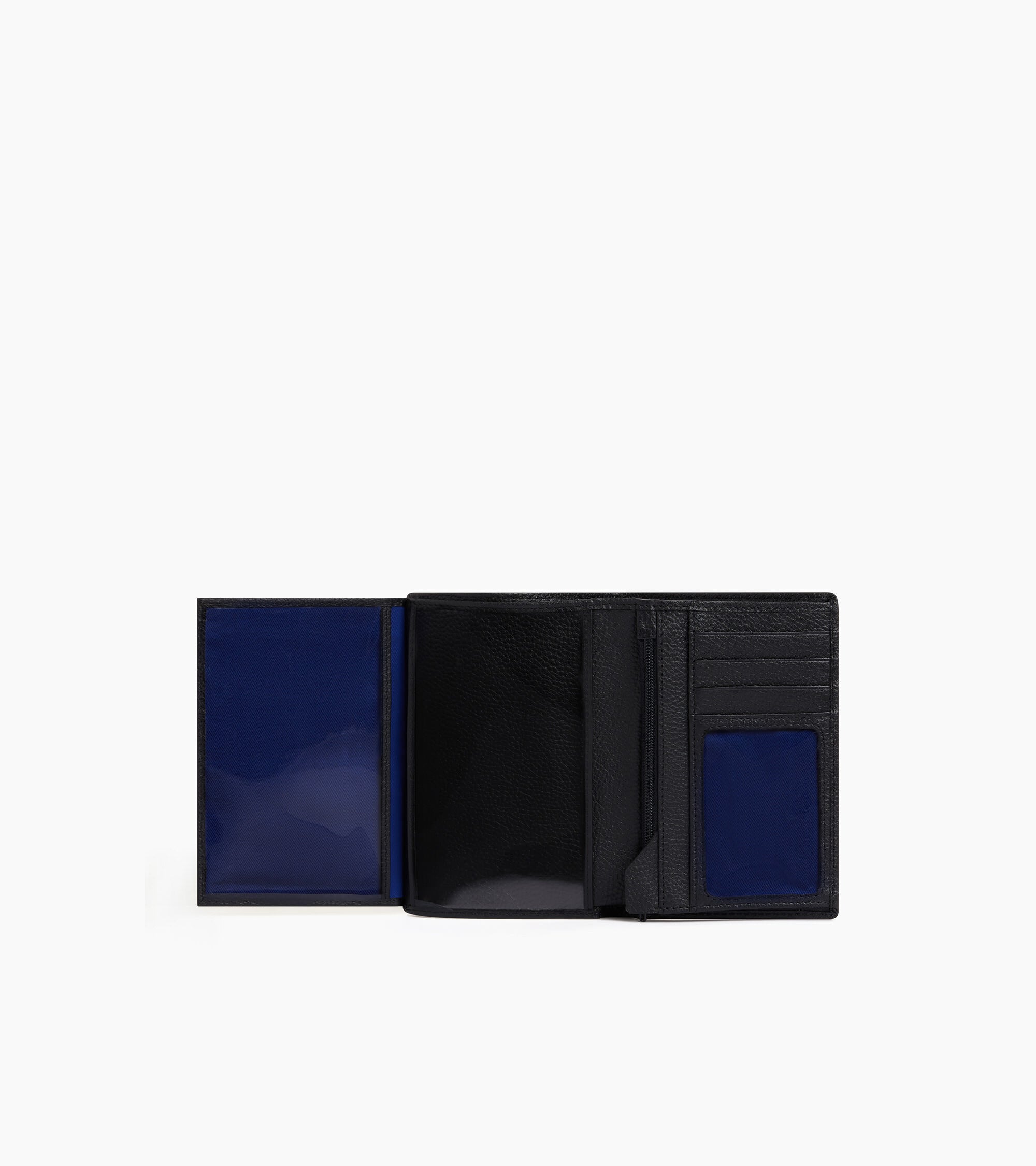 Charles large, vertical, zipped wallet with 2 gussets in grained leather