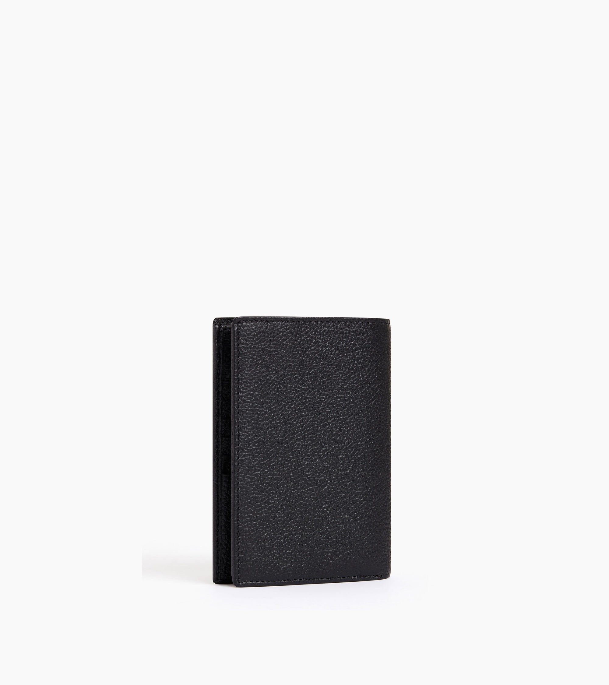 large, vertical, zipped wallet with 2 gussets in grained leather