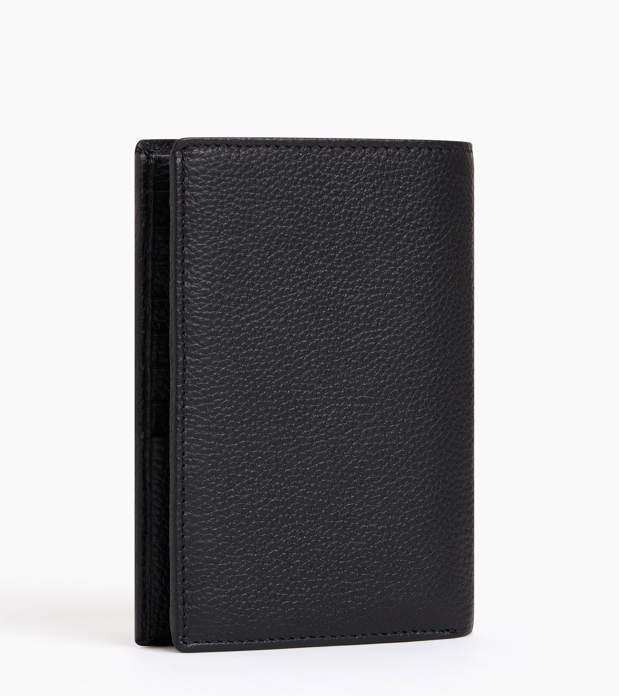 Charles large, vertical, zipped wallet with 2 gussets in grained leather