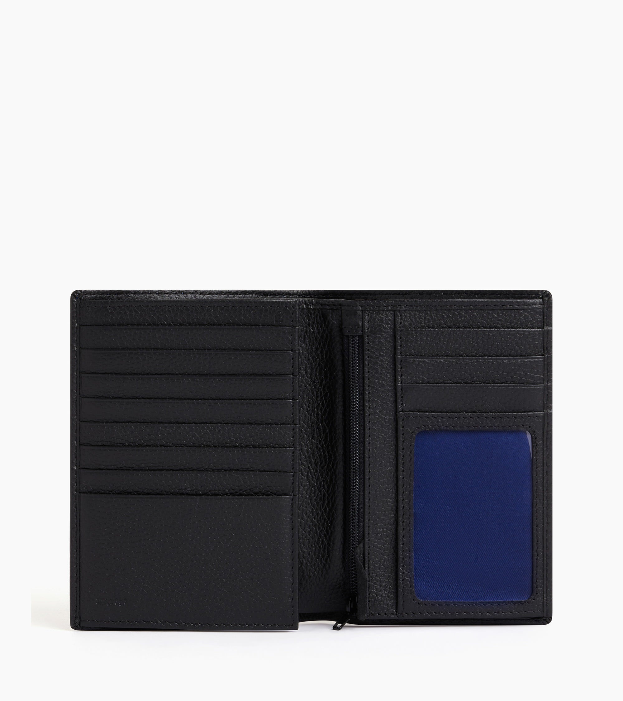 Charles large, vertical, zipped wallet with 2 gussets in grained leather