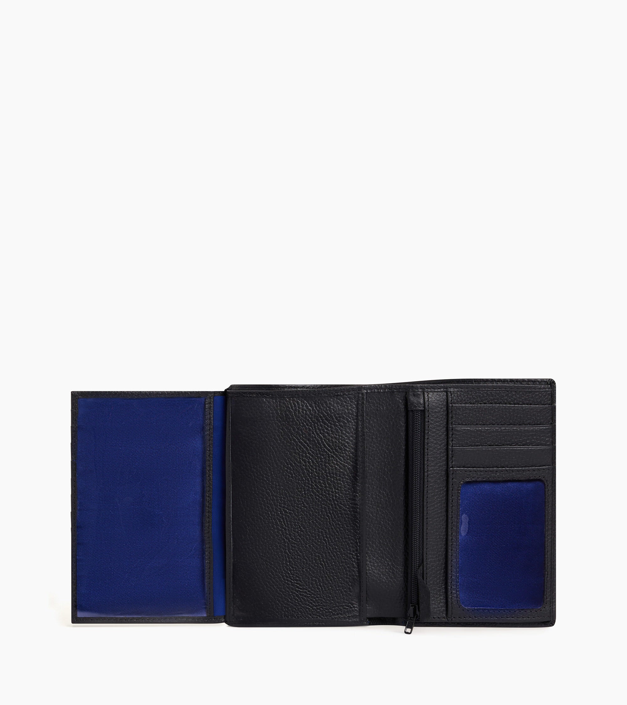 Charles large, vertical, zipped wallet with 2 gussets in grained leather