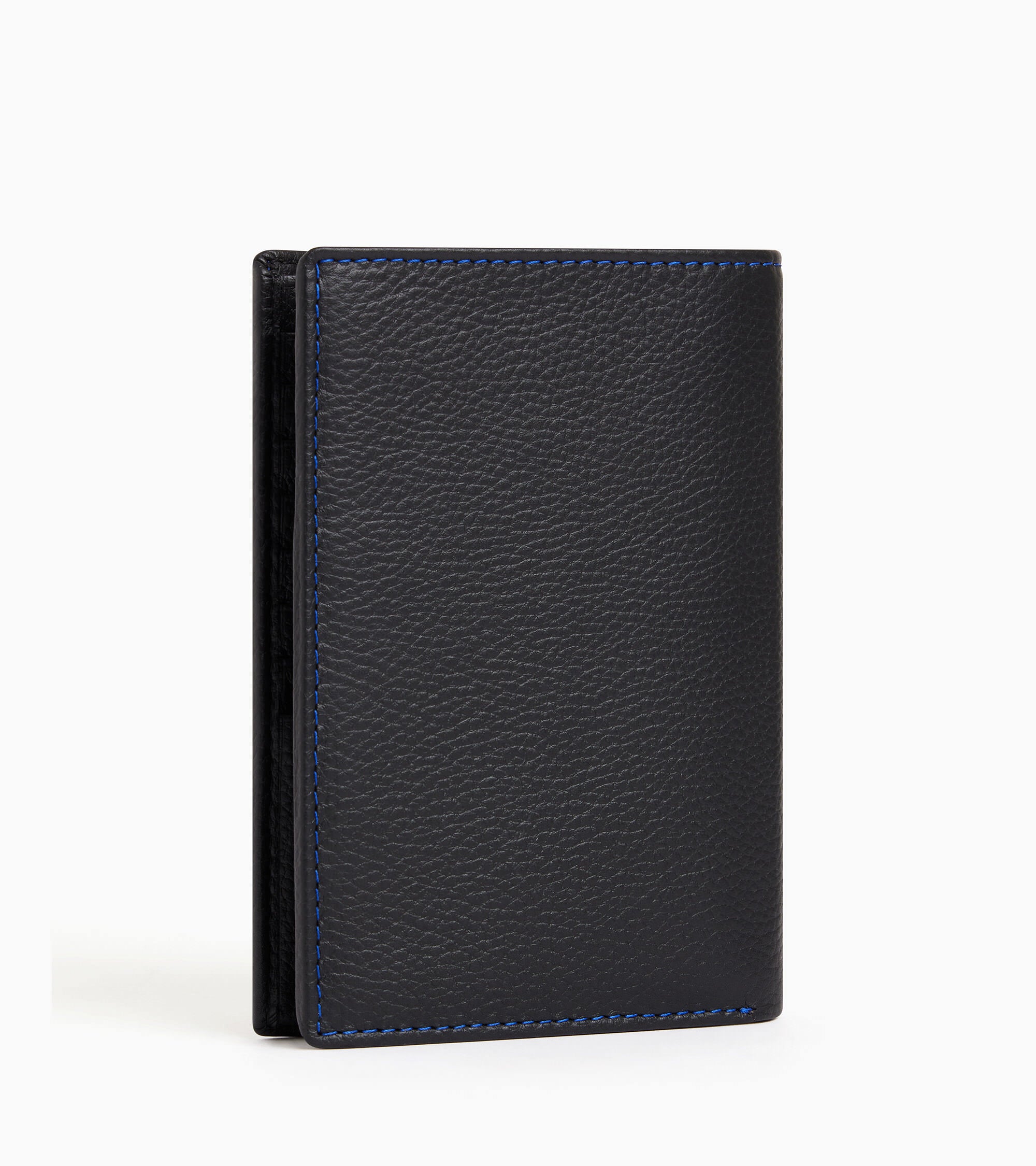 Charles large, vertical, zipped wallet with 2 gussets in grained leather