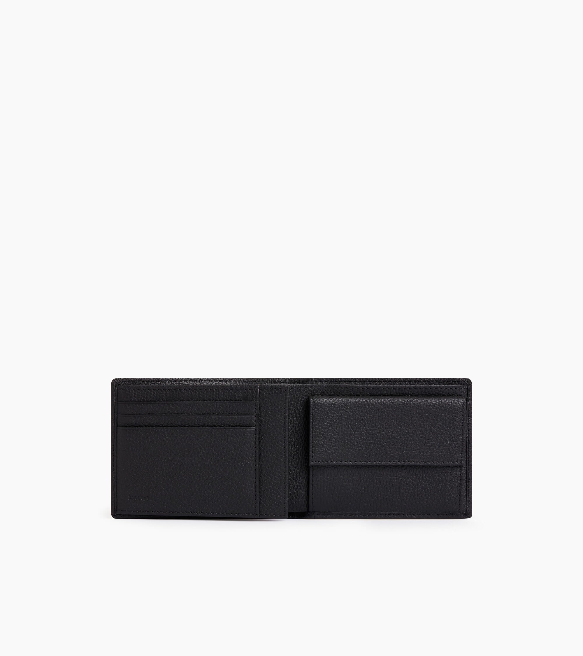 Charles flap wallet with 2 gussets in grained leather