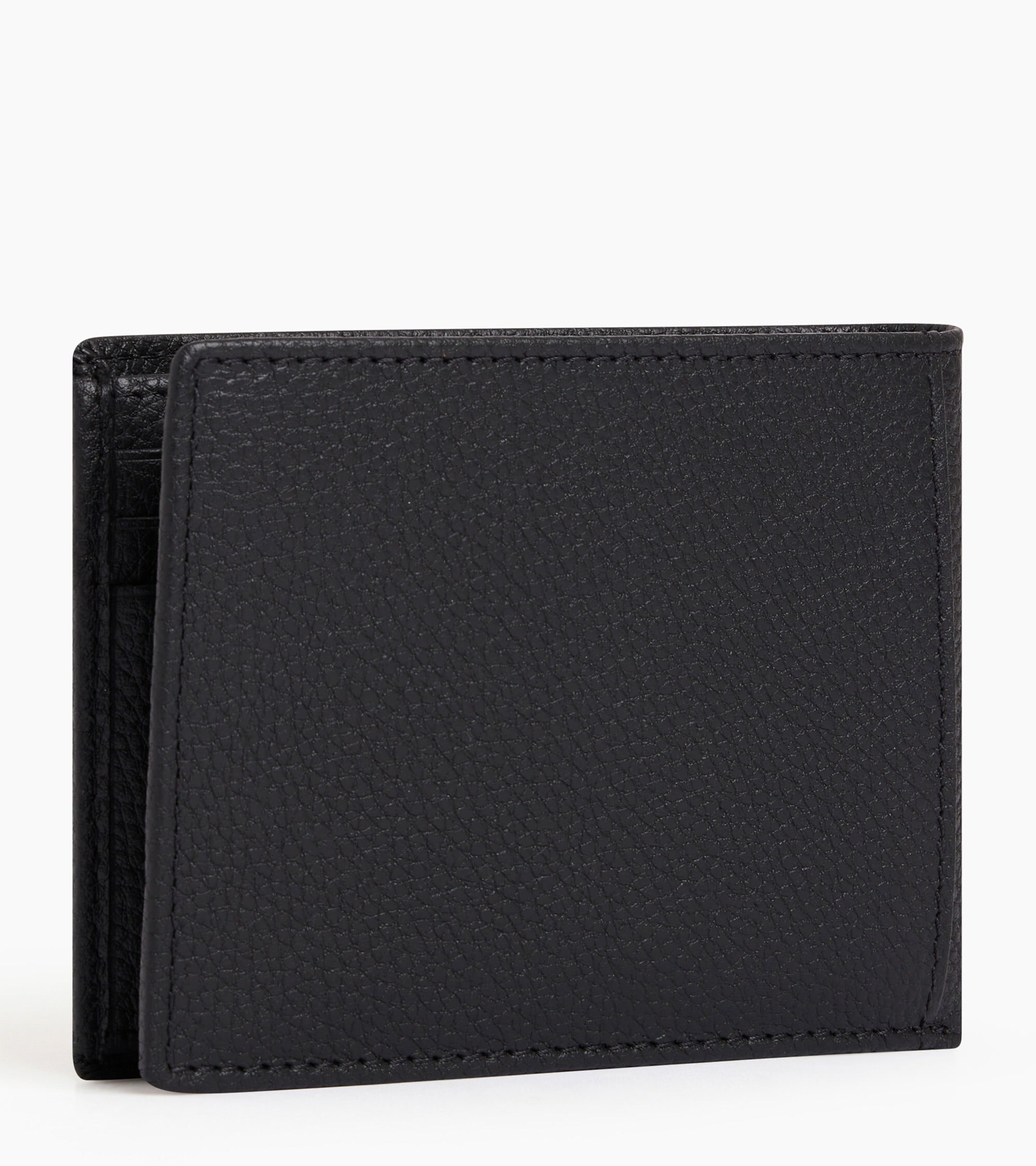 Charles flap wallet with 2 gussets in grained leather