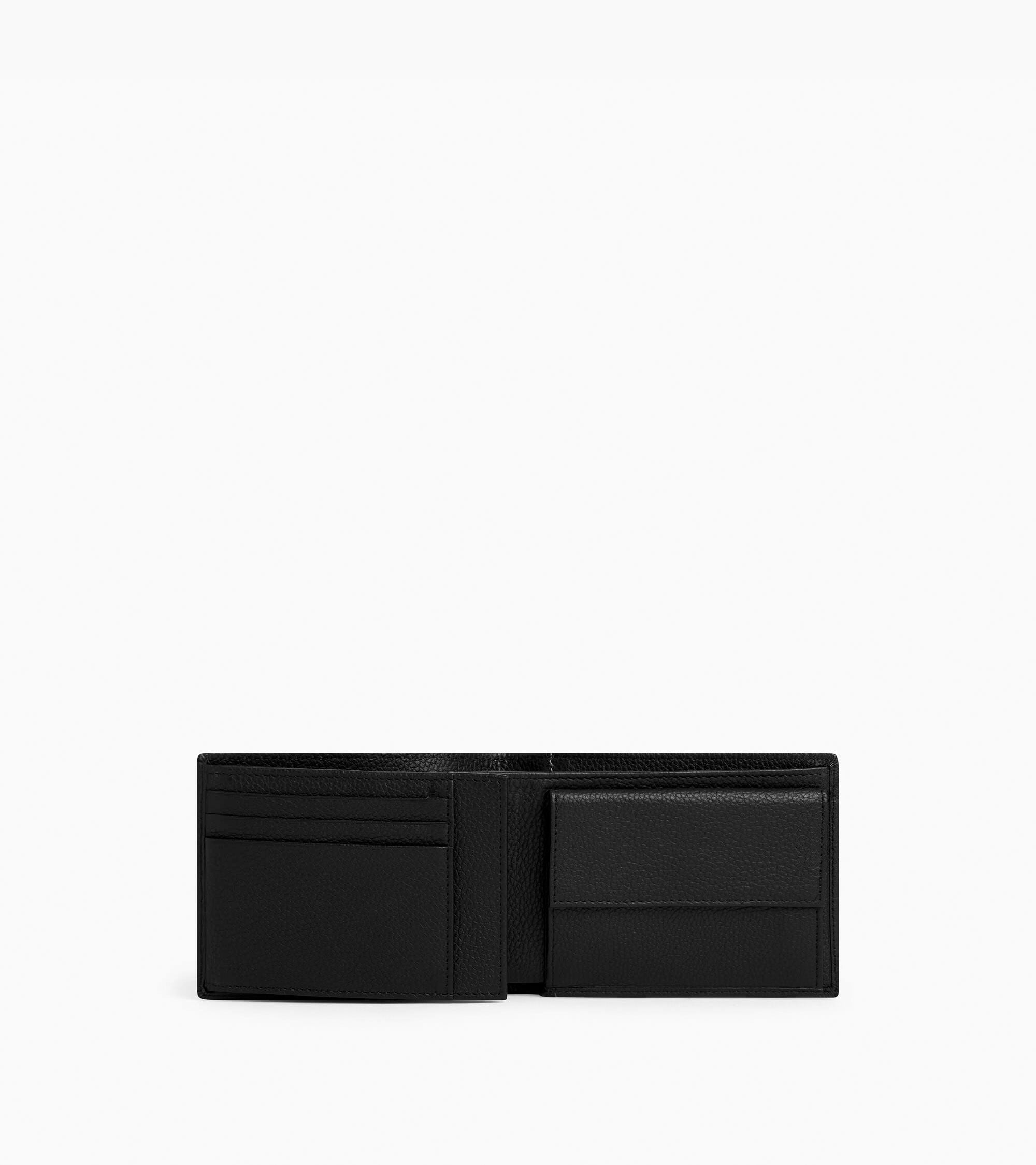 Charles flap wallet with 2 gussets in grained leather