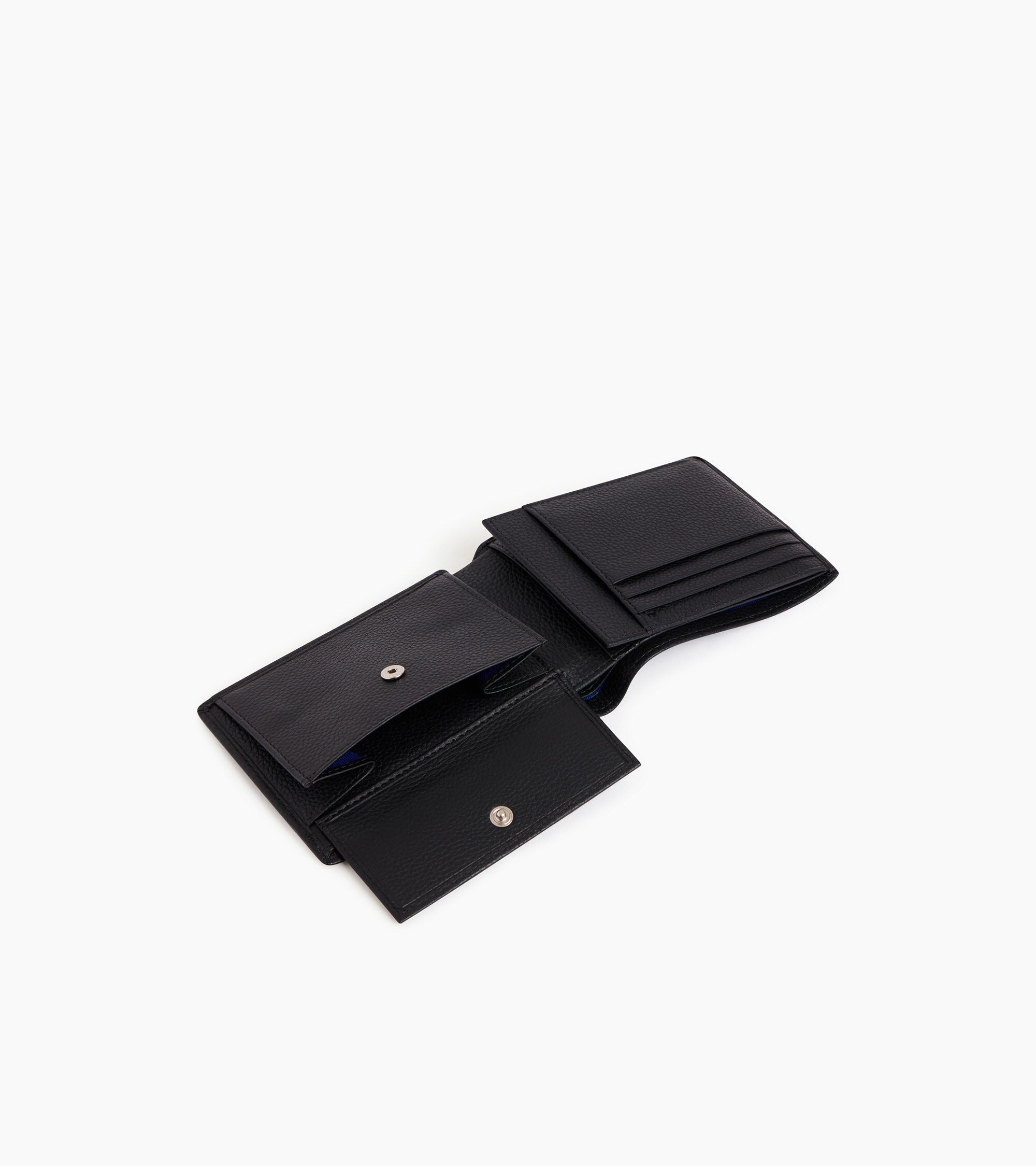 Charles flap wallet with 2 gussets in grained leather