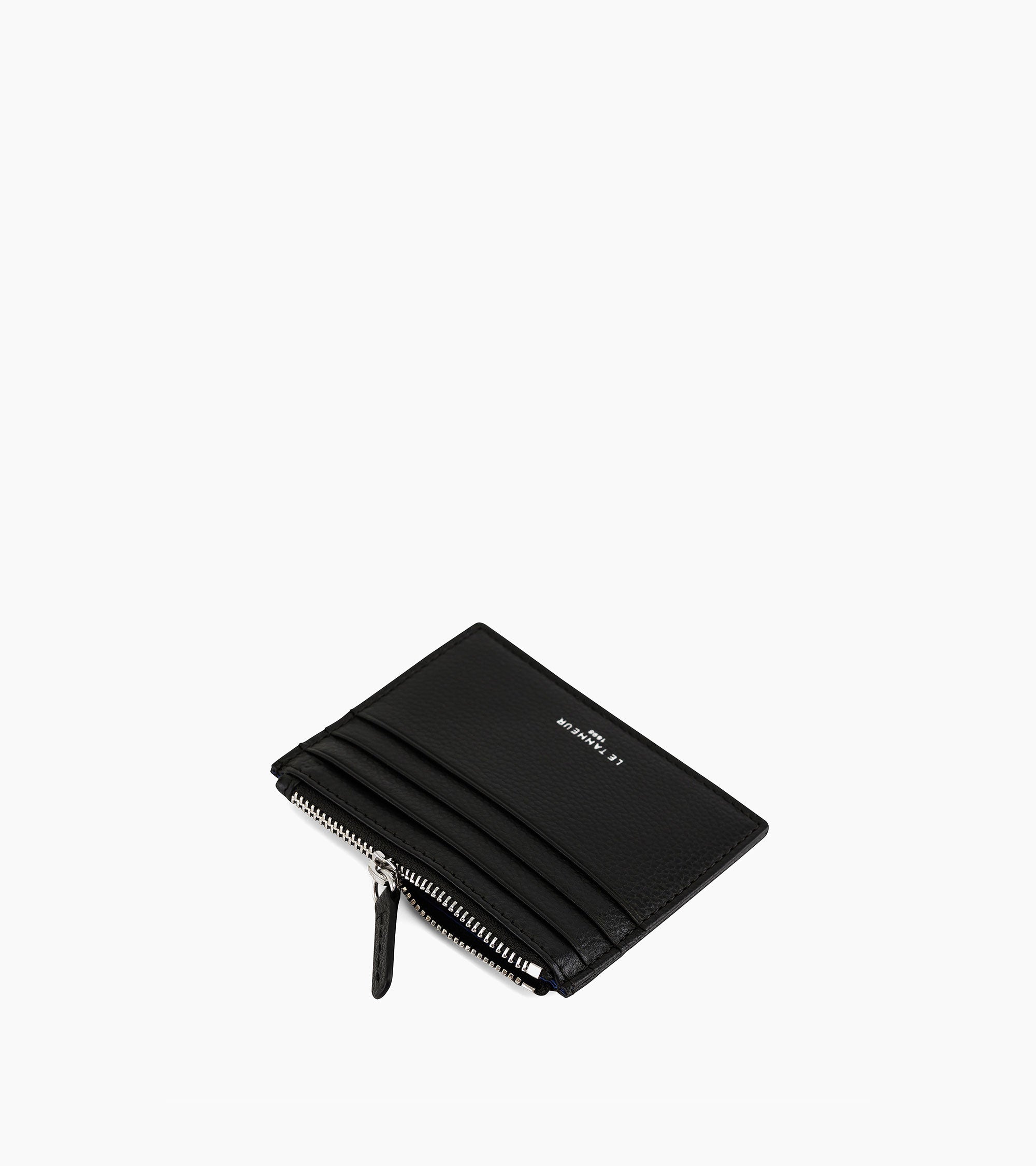 Charles zipped card holder in grained leather