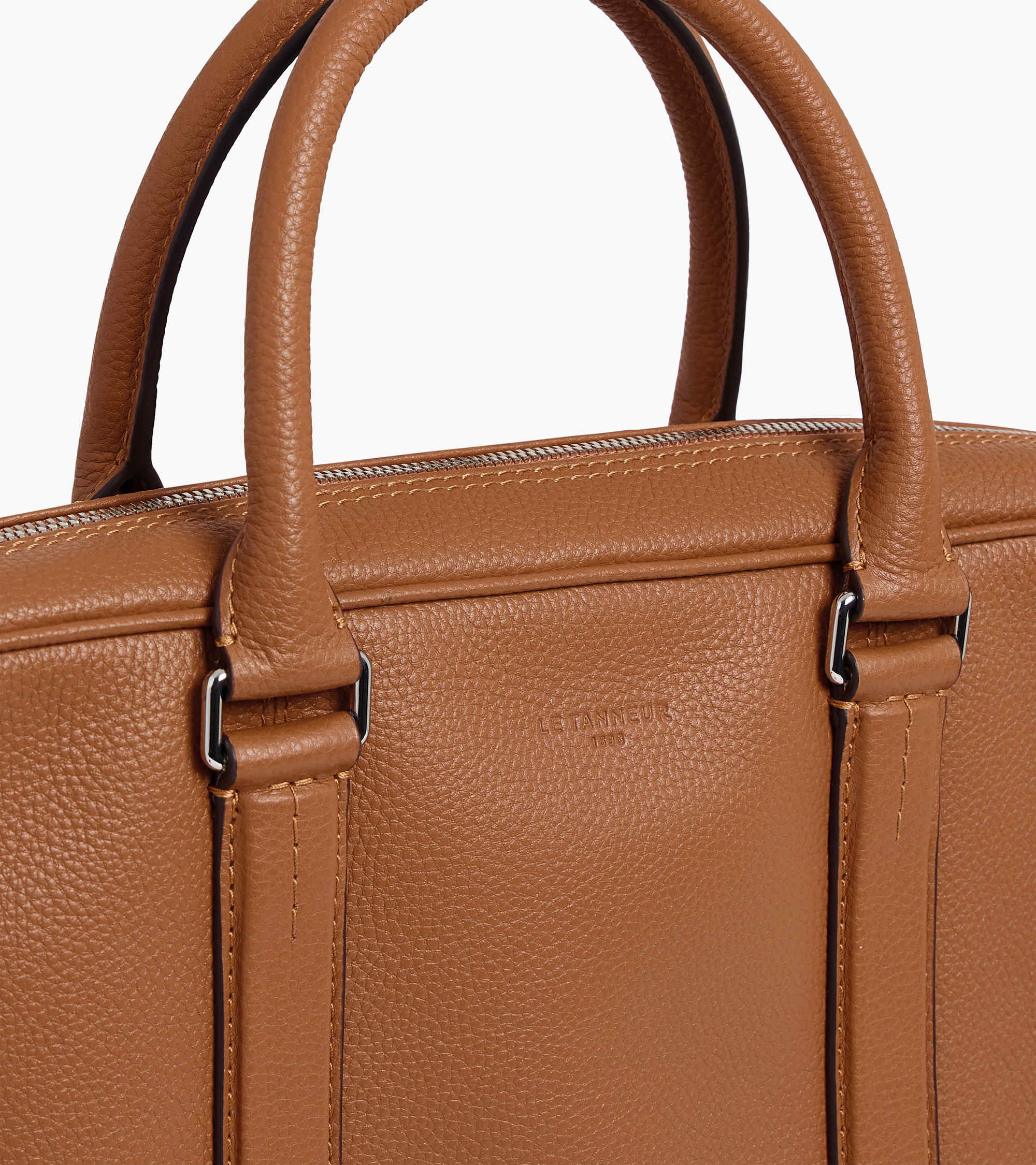 Charles slim, 14" briefcase in grained leather