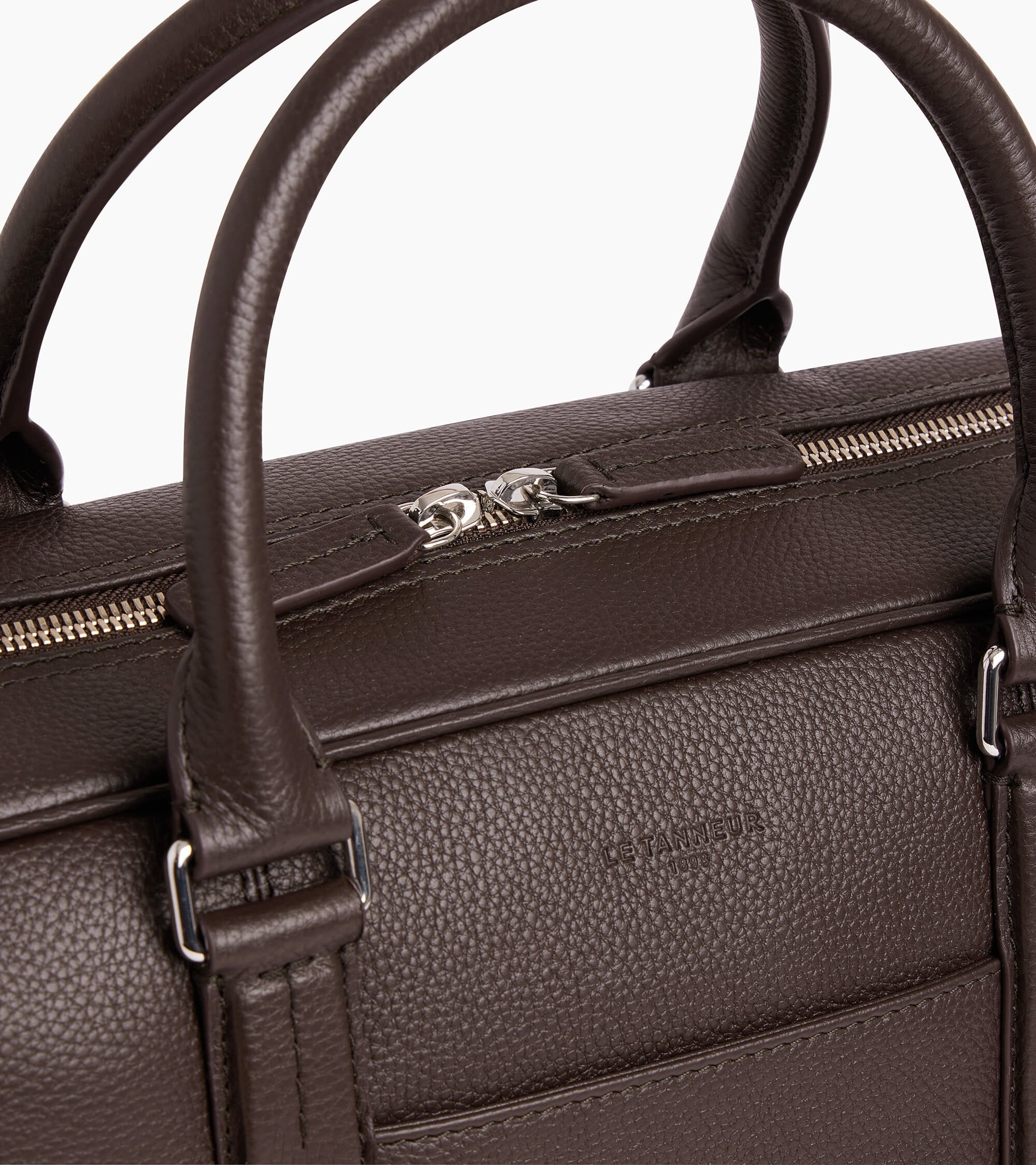 Charles 15" briefcase with 3 gussets in grained leather