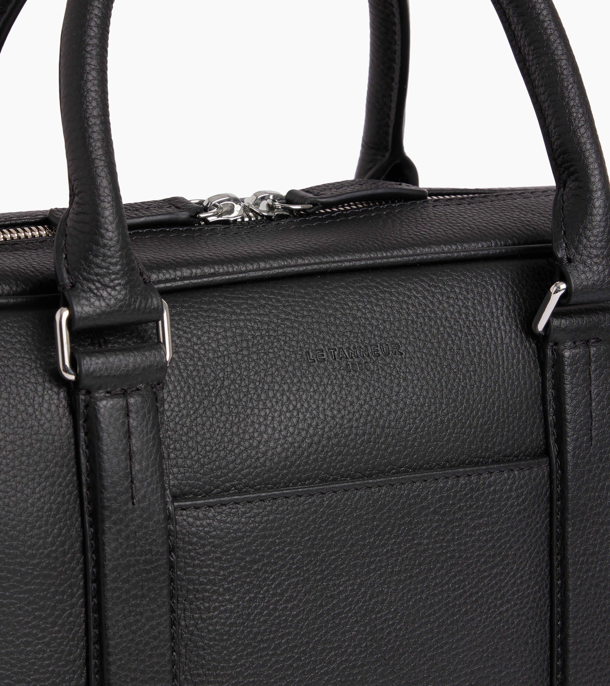 Charles 15" briefcase with 3 gussets in grained leather