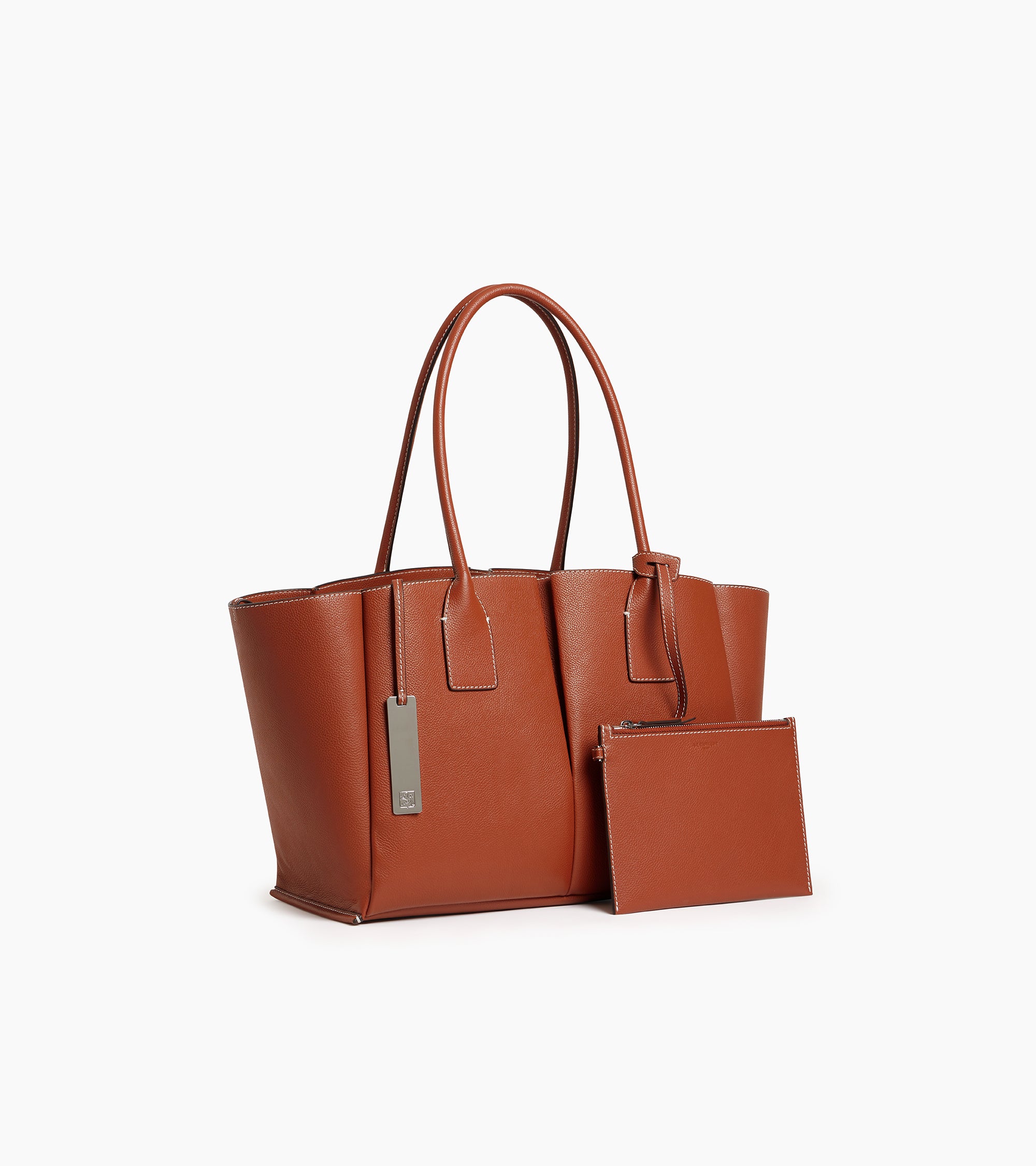 Large brown leather tote bag best sale