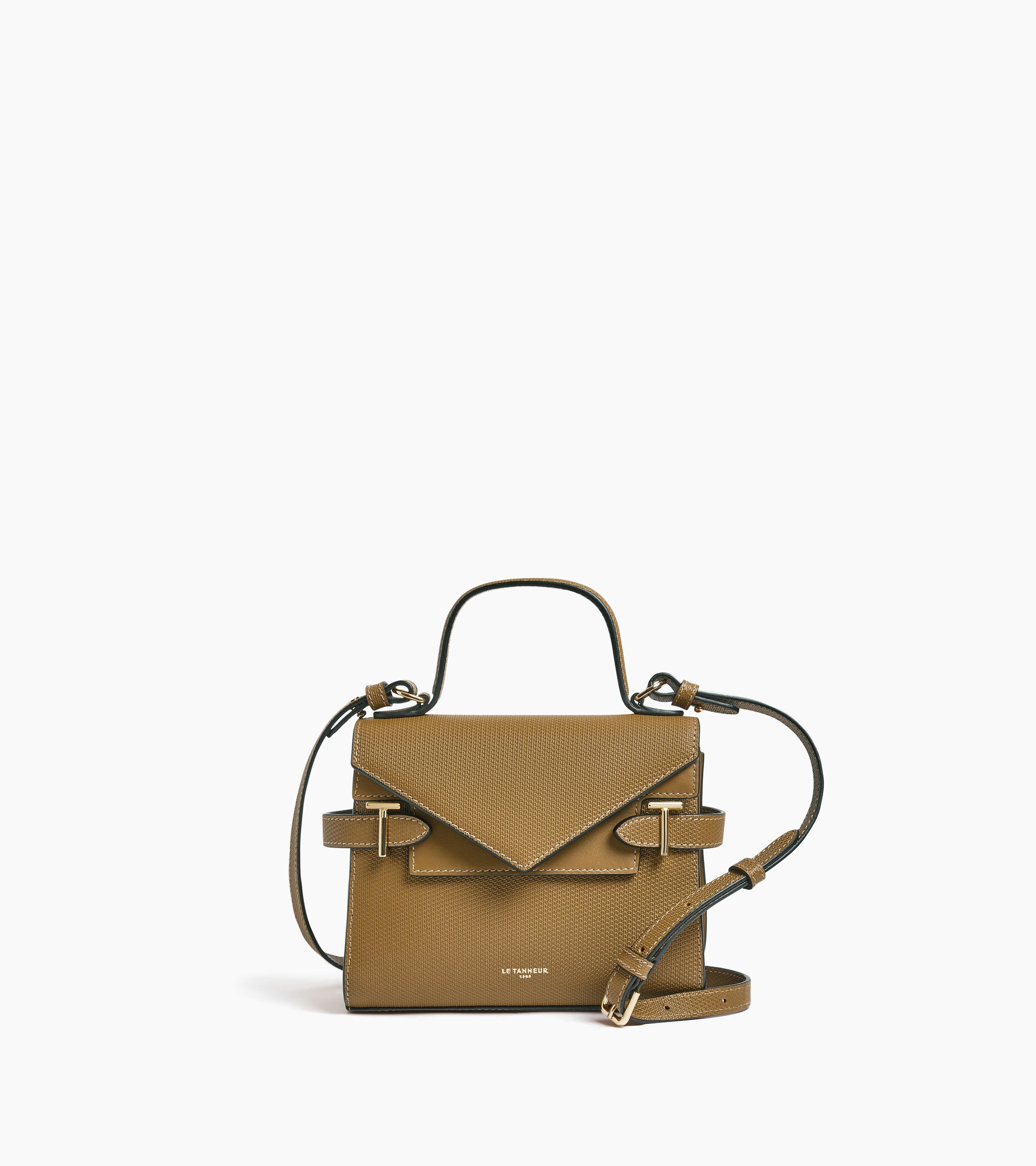 Emilie small handbag with double flap in T-signature leather