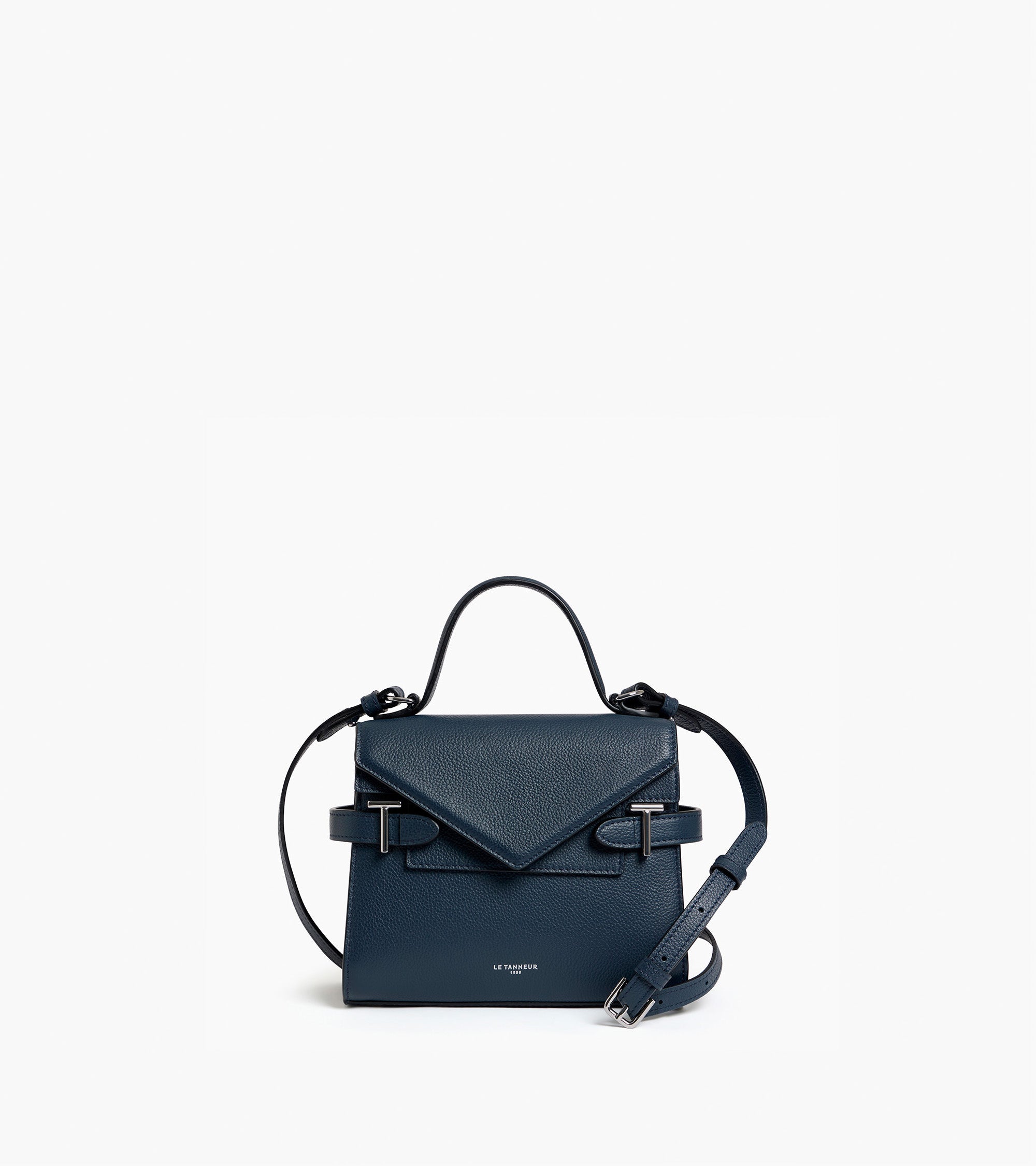 Emilie small handbag with double flap in grained leather