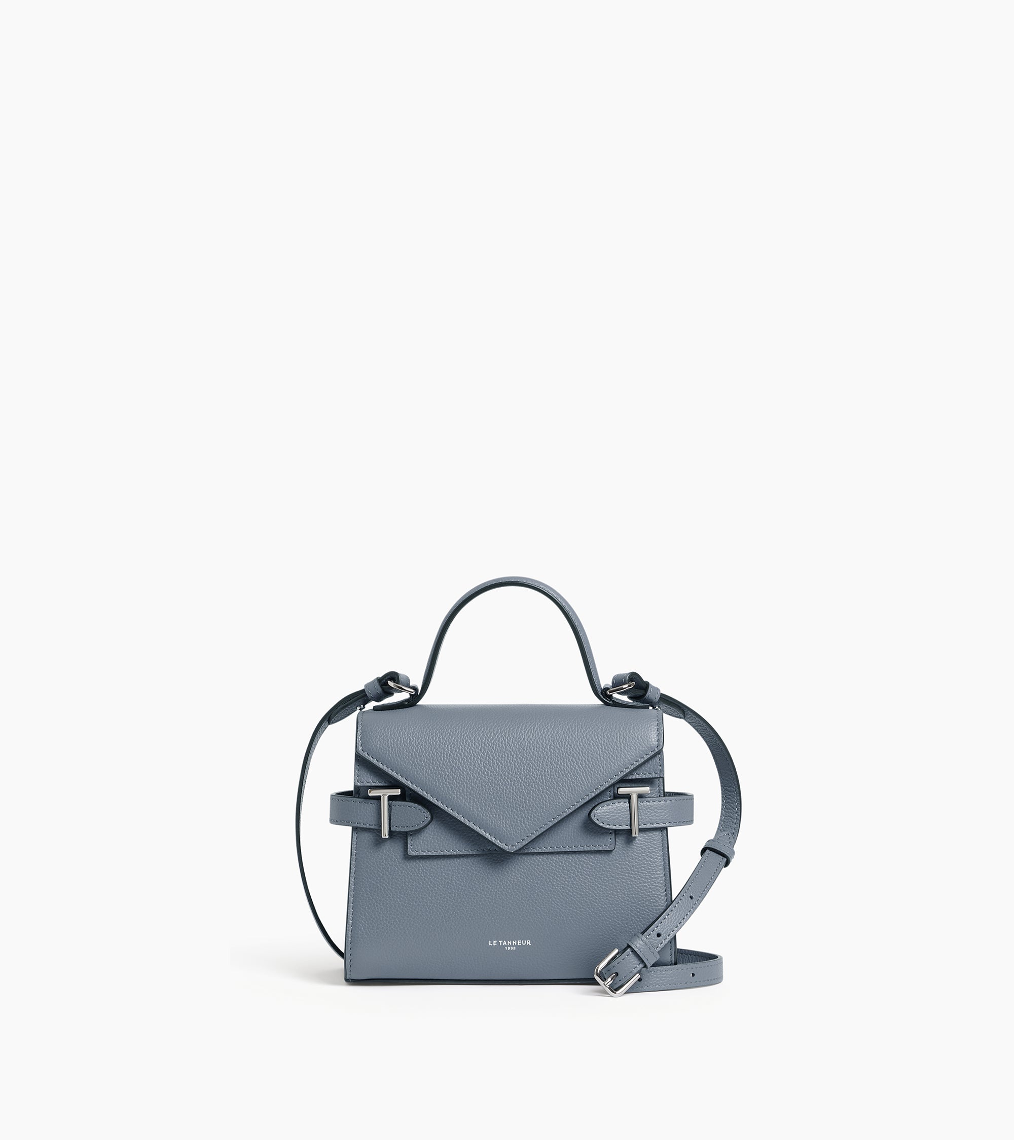 Emilie small handbag with double flap in grained leather