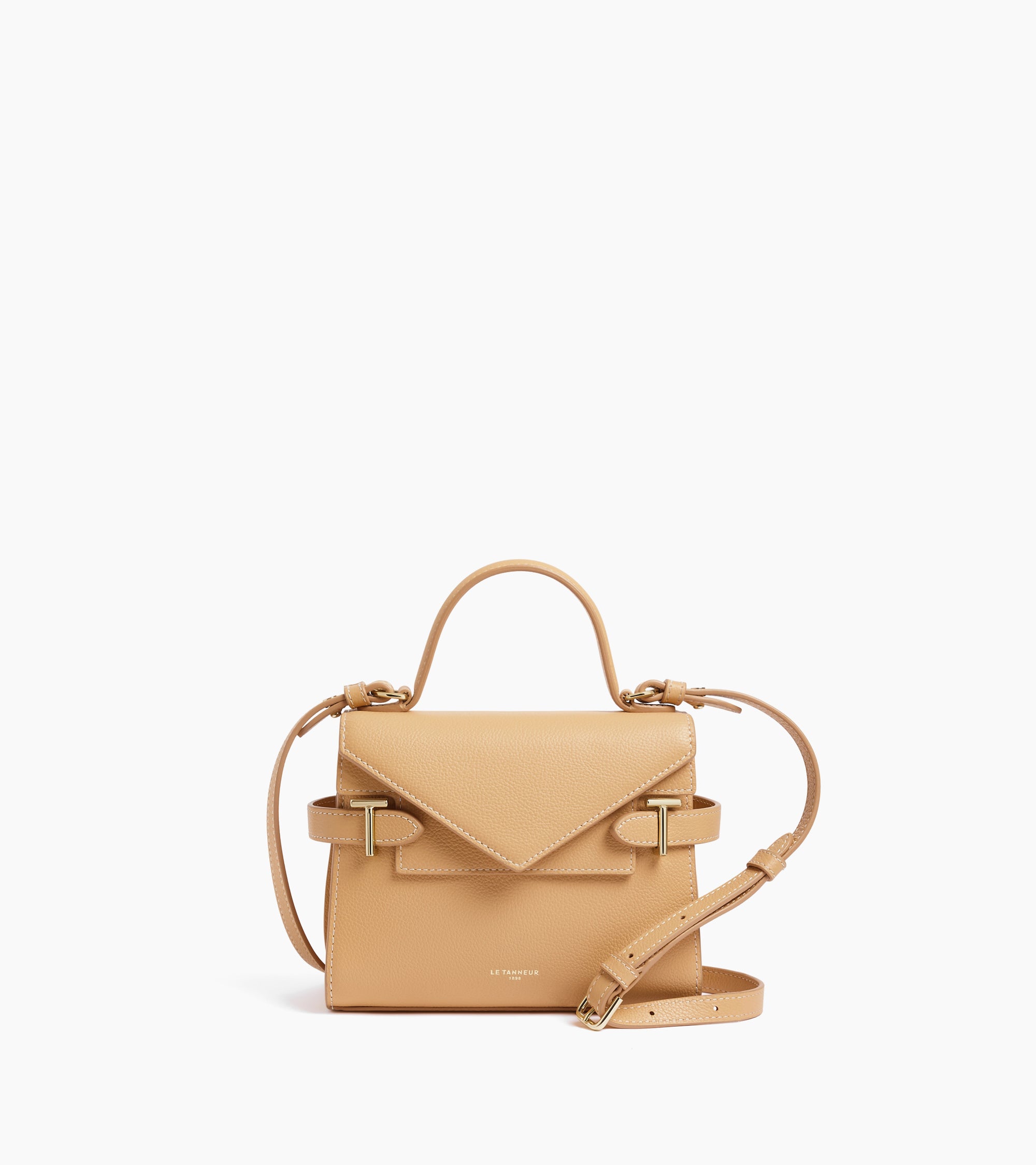 Emilie small handbag with double flap in grained leather