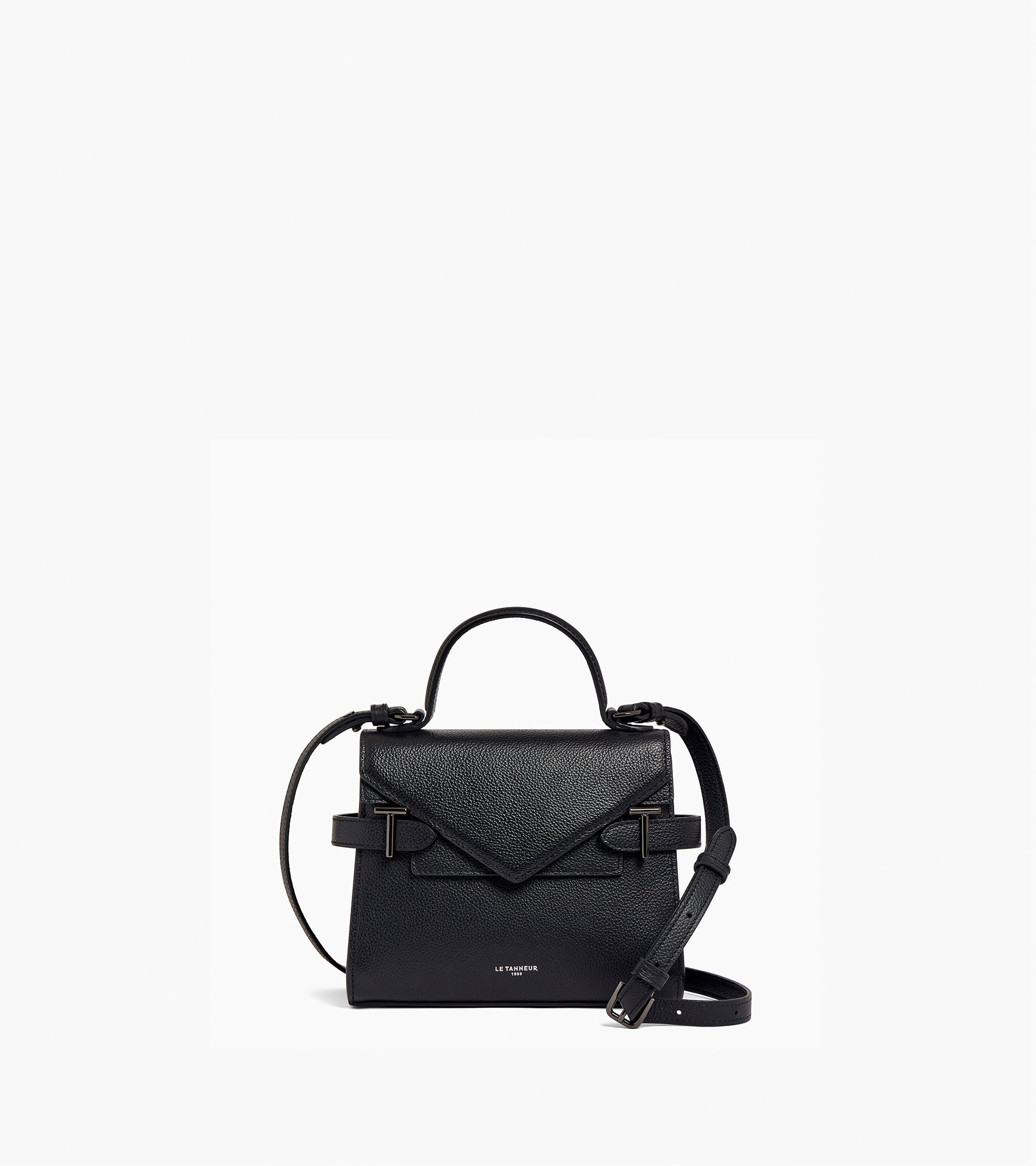 Emilie small handbag with double flap in grained leather