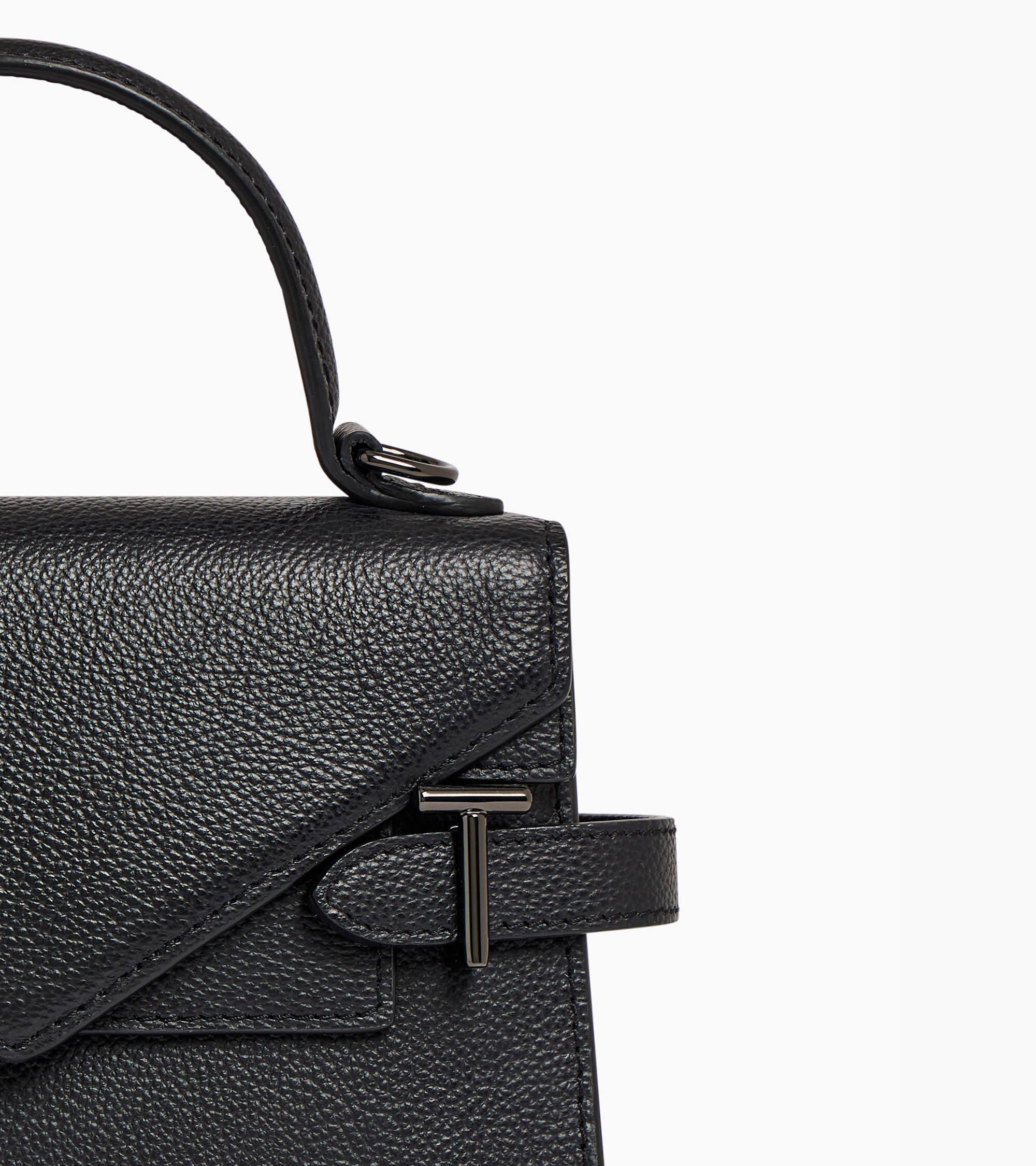 Emilie small handbag with double flap in grained leather