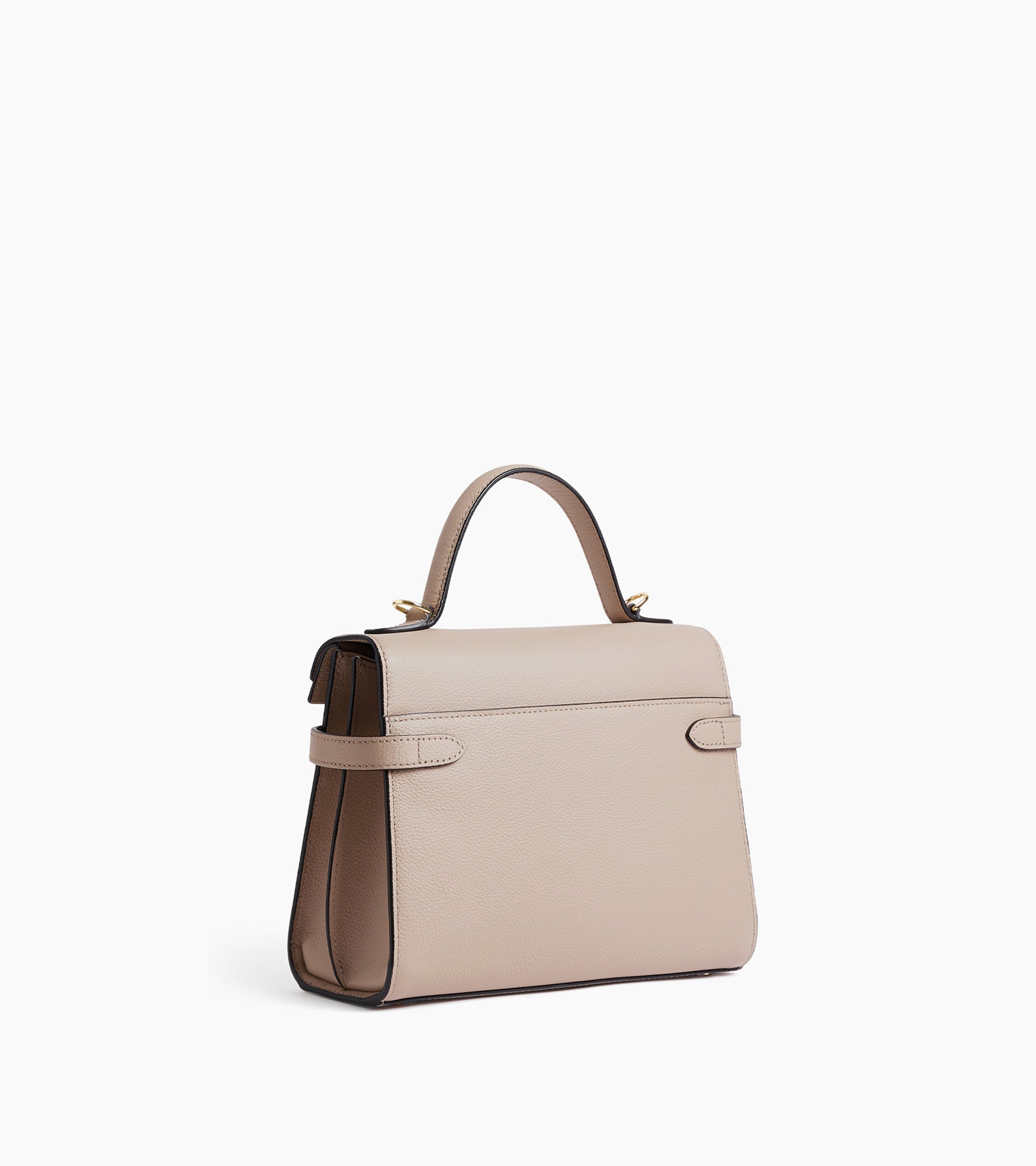 Emilie medium handbag with double flap in grained leather