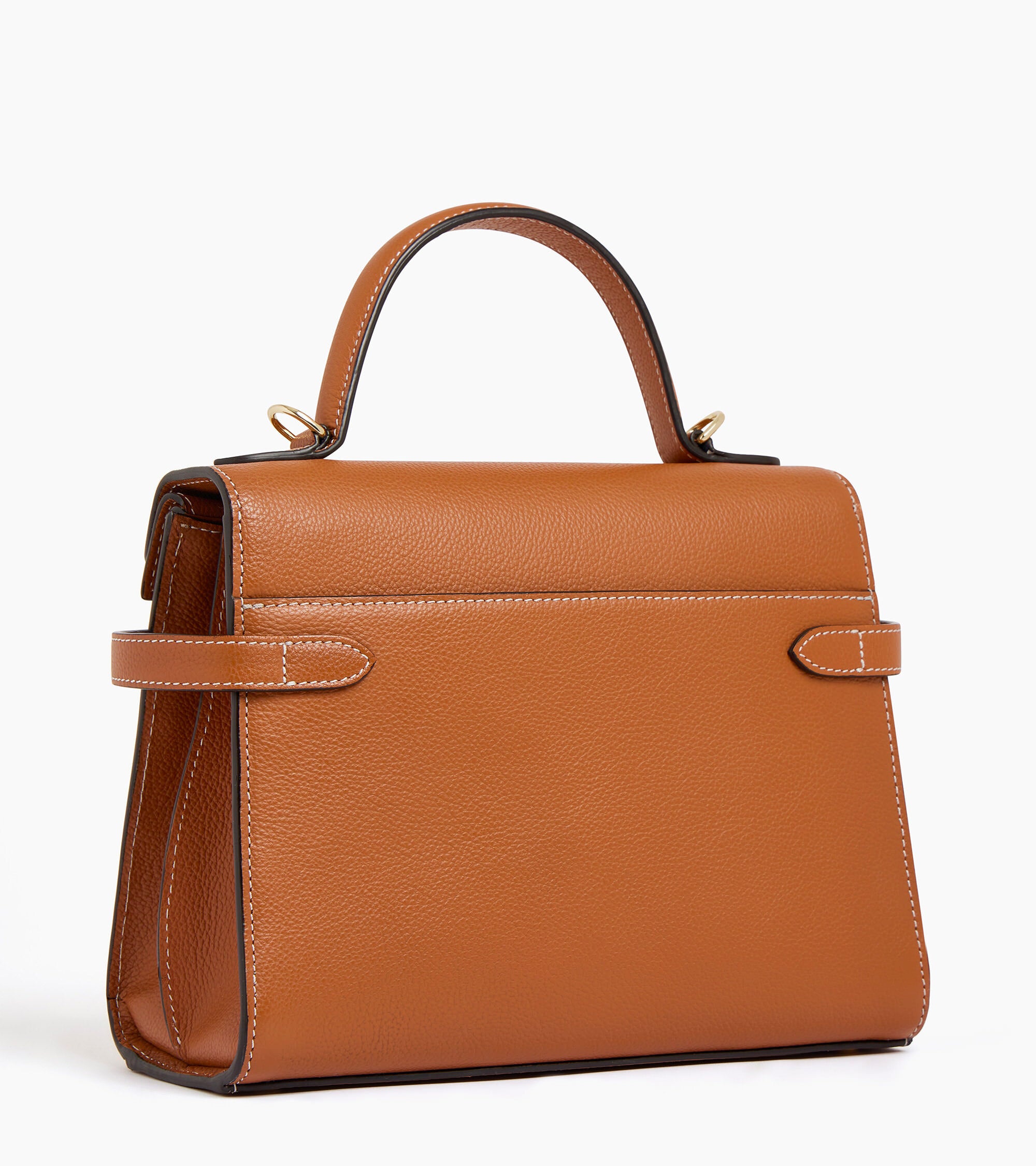 Emilie medium handbag with double flap in grained leather