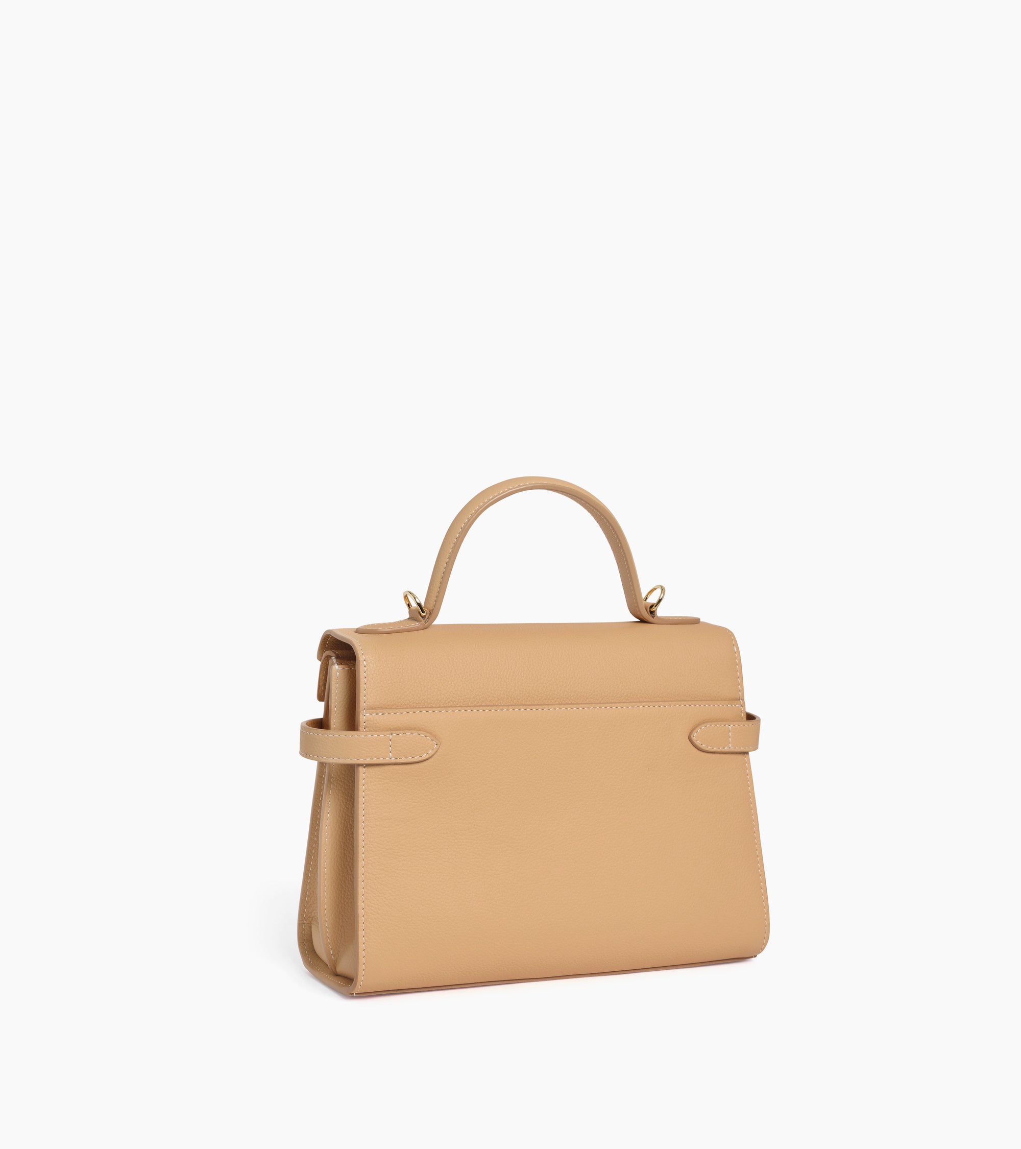 Emilie medium handbag with double flap in grained leather