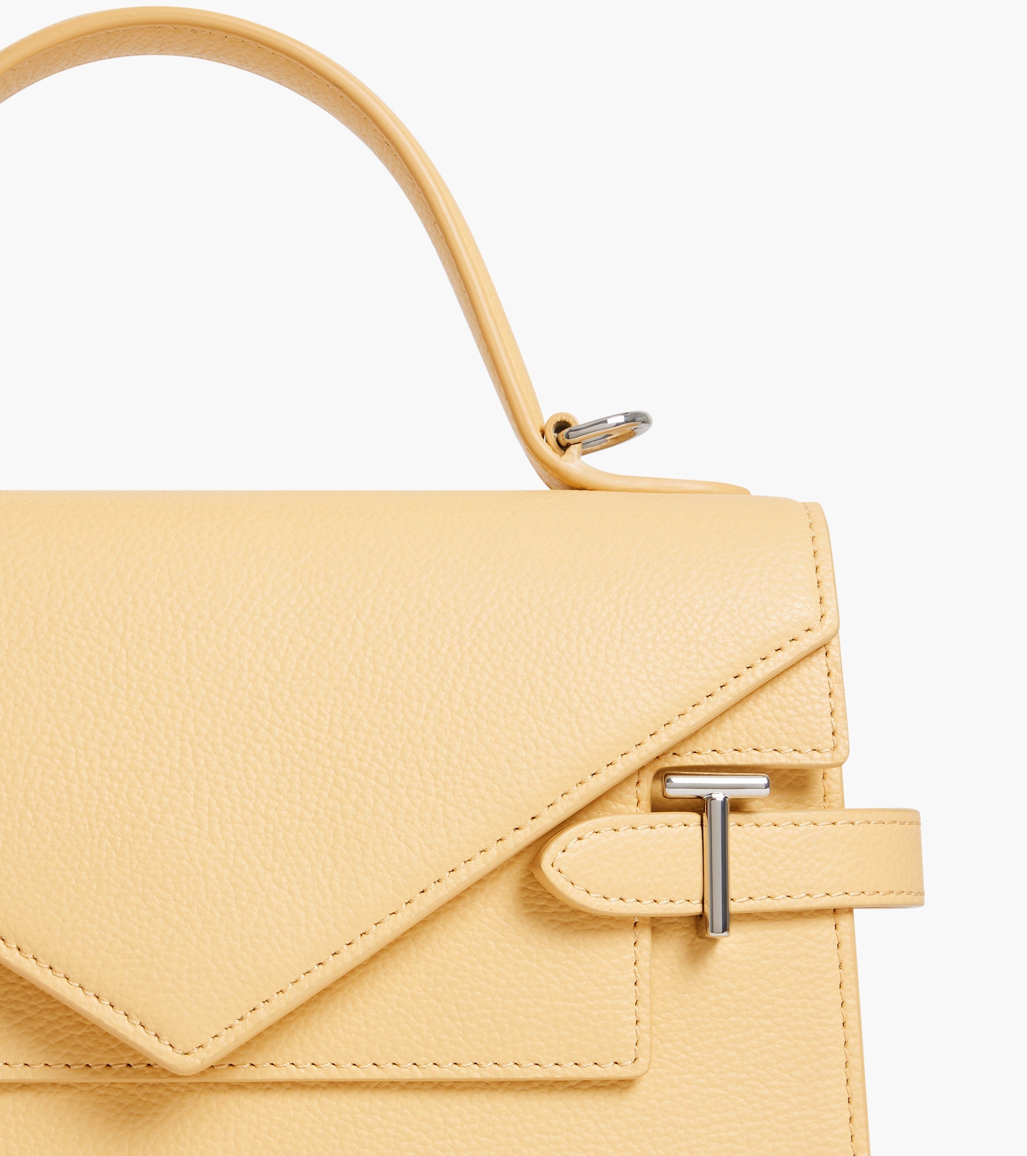 Emilie medium handbag with double flap in grained leather