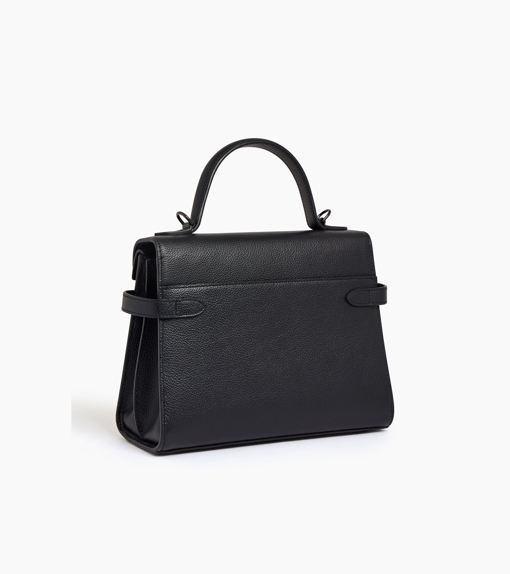 Emilie medium handbag with double flap in grained leather