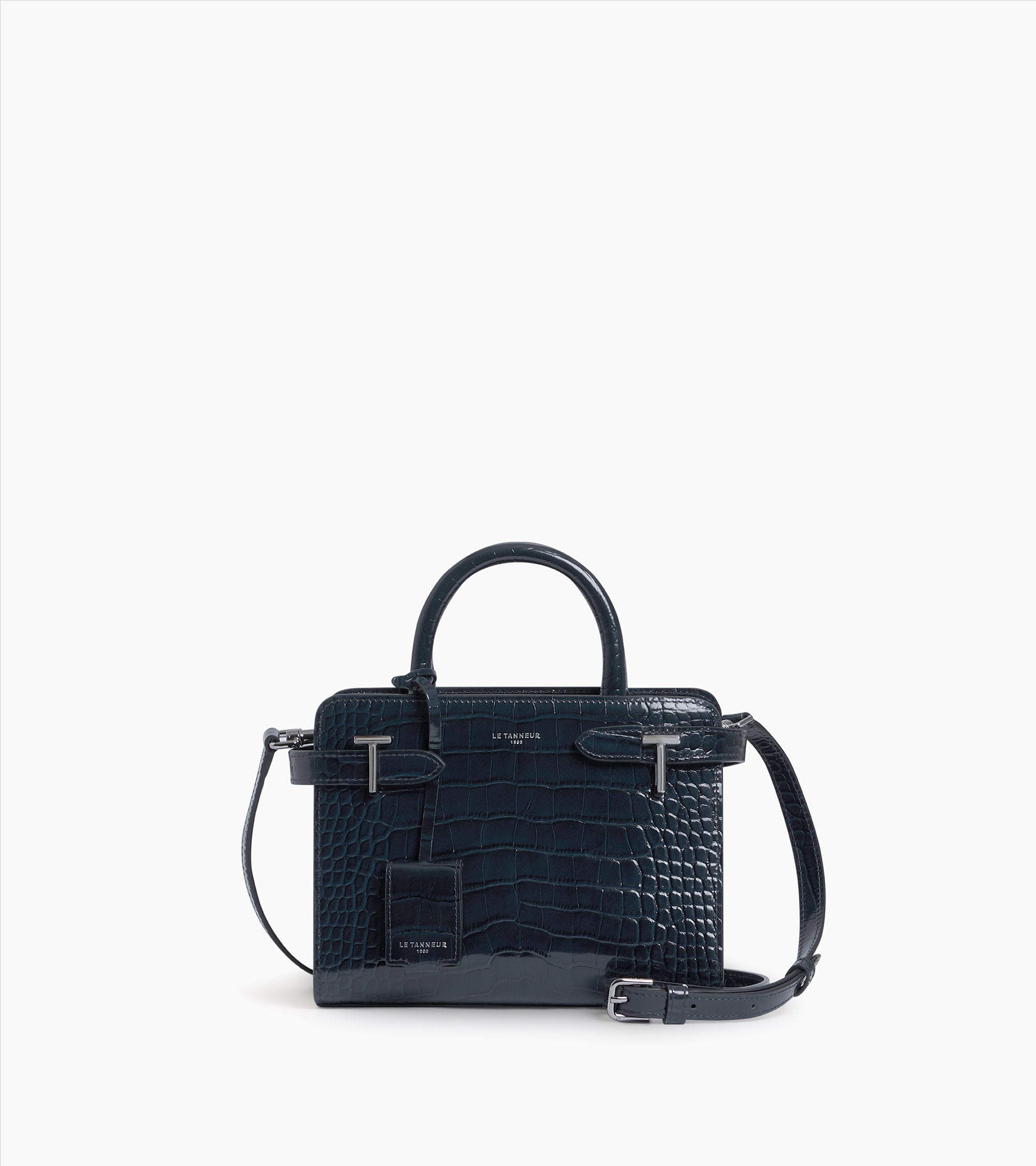 Emilie small handbag in crocodile-embossed leather