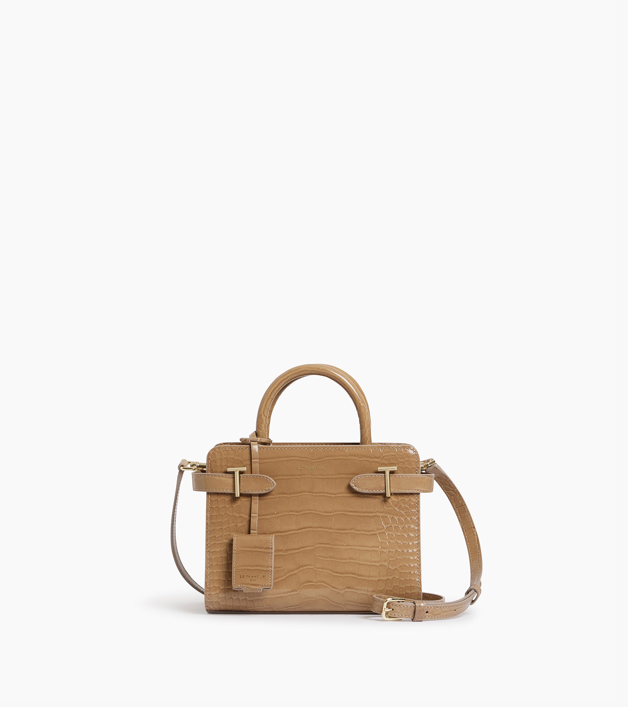 Emilie small handbag in crocodile-embossed leather