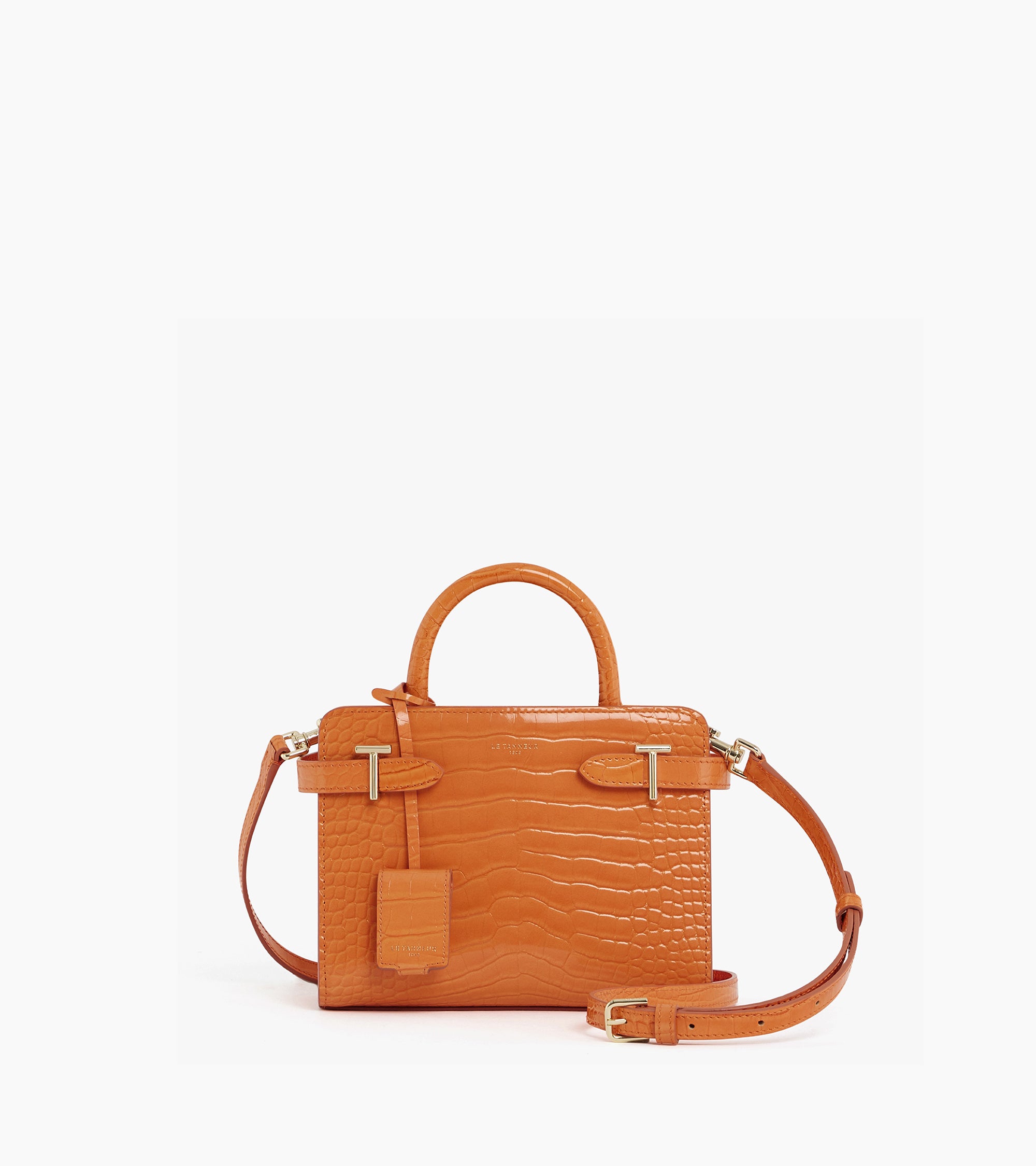 Emilie small handbag in crocodile-embossed leather