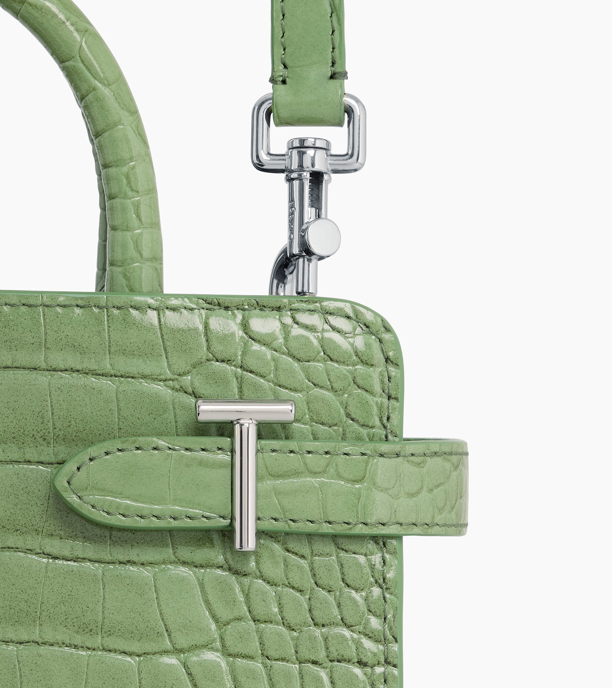 Emilie small handbag in crocodile-embossed leather